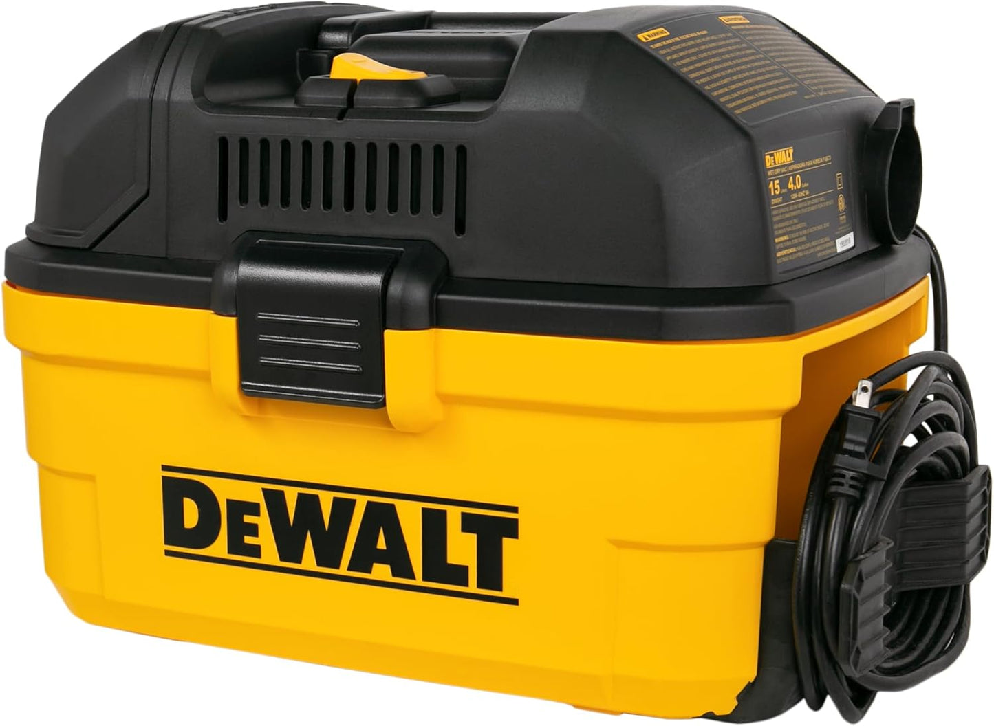DEWALT DXV04T 4 Gallon Wet/Dry Shop Vacuum, 5 Peak HP Portable Corded Vac with Utility and Crevice Nozzles