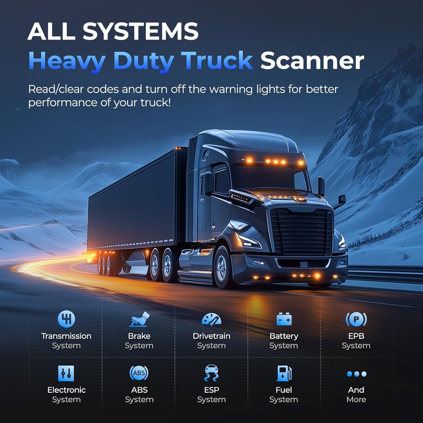 NEXAS Heavy Duty Truck Scanner NL102 Full System Diesel Truck Scan Tool for Cummins, Isuzu, Freightliner, Caterpillar, Detroit, Peterbilt, 2-in-1 Code Reader Read & Clear Fault Codes for Truck & Car