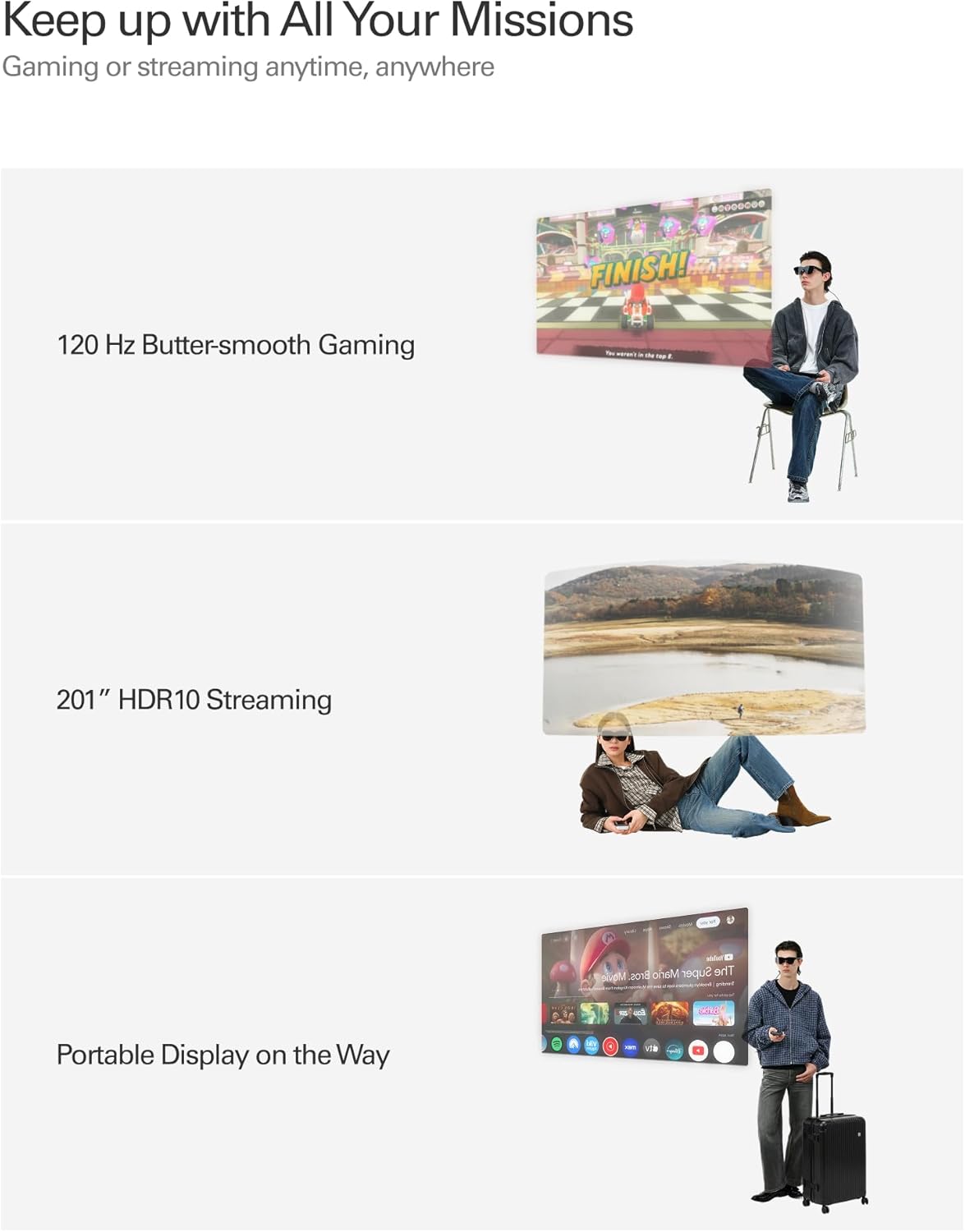 RayNeo Air 4 Pro AR/XR Glasses - 201" HDR10 Video Display, Vision 4000 Chip, Audio by Bang & Olufsen, 3D Movies & Gaming Smart Glasses for iPhone 17,16,15/Android/Switch 2/Mac/PS4/5-4 Pro