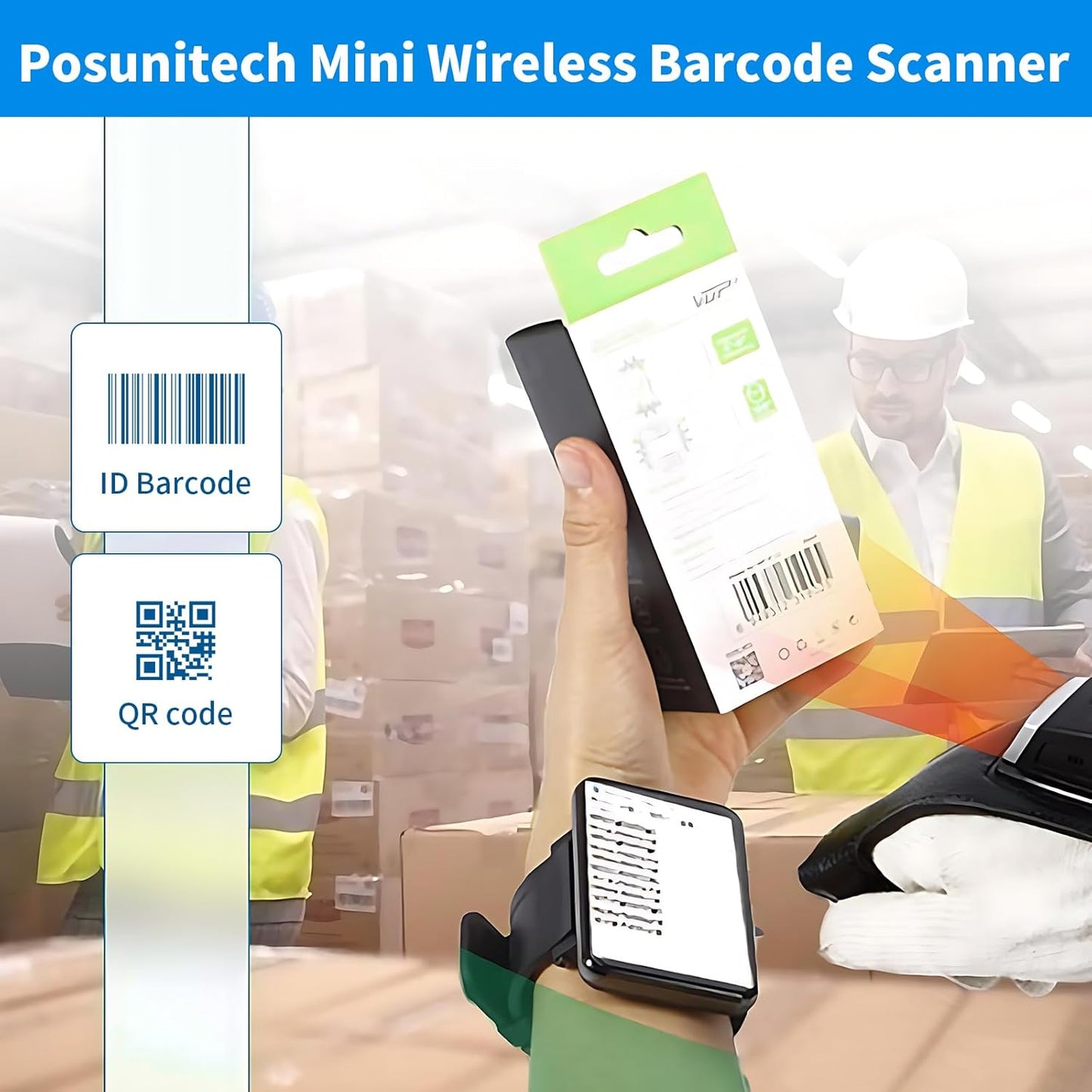 Glove Barcode Scanner 2D GS02 Wearable Zebra SE4107 Reader IP65 Touch Scanning NFC Support Multi-Language for Warehouse, Management System,