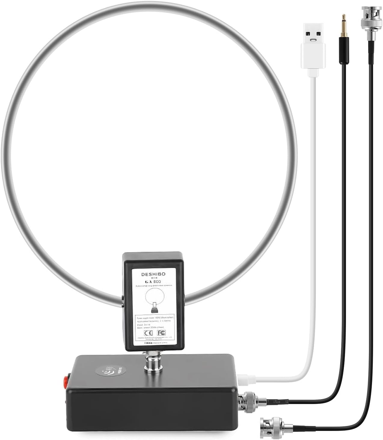 GA800 Loop Antenna, GOOZEEZOO Active Shortwave Radio Antenna with BNC Cable 10KHz-159MHz HF LW MW SW FM Air V Band Portable Receiving Antenna for Ham Radio(Free of Tuning)