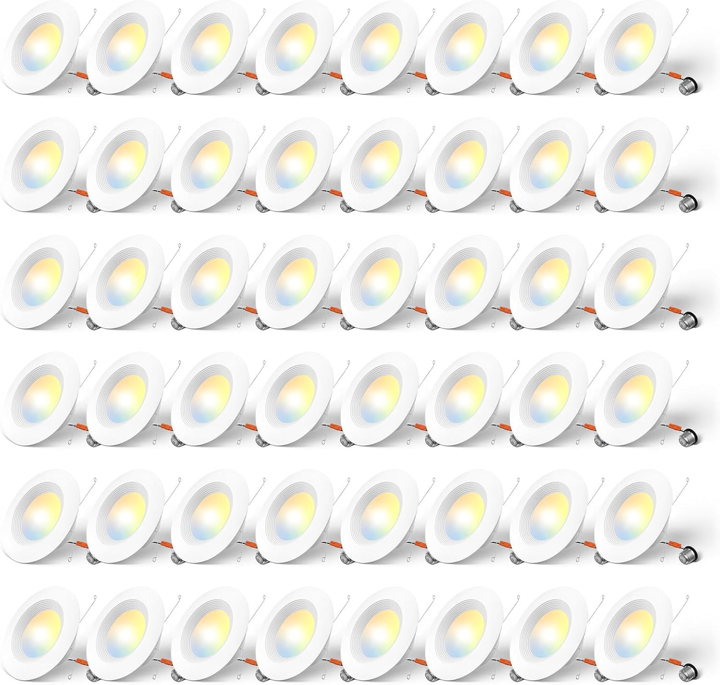 Amico 5/6 inch 5CCT LED Recessed Lighting 48 Pack, Dimmable, IC & Damp Rated, 12.5W=100W, 950LM Can Lights with Baffle Trim, 2700K/3000K/4000K/5000K/6000K Selectable, Retrofit Installation - ETL & FCC
