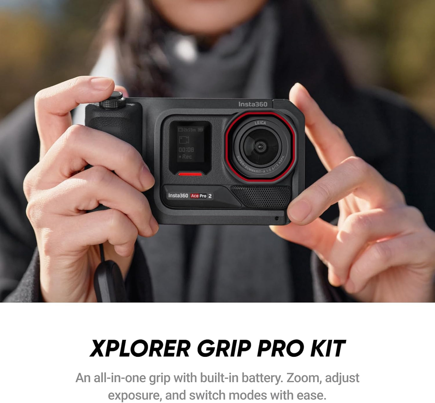 Insta360 Ace Pro 2 Videography Bundle Limited Edition - 8K Waterproof Action Camera, Co-Engineered with Leica, 1/1.3" Sensor, Xplorer Grip Pro Kit for Street Photography, Cinematic Lens