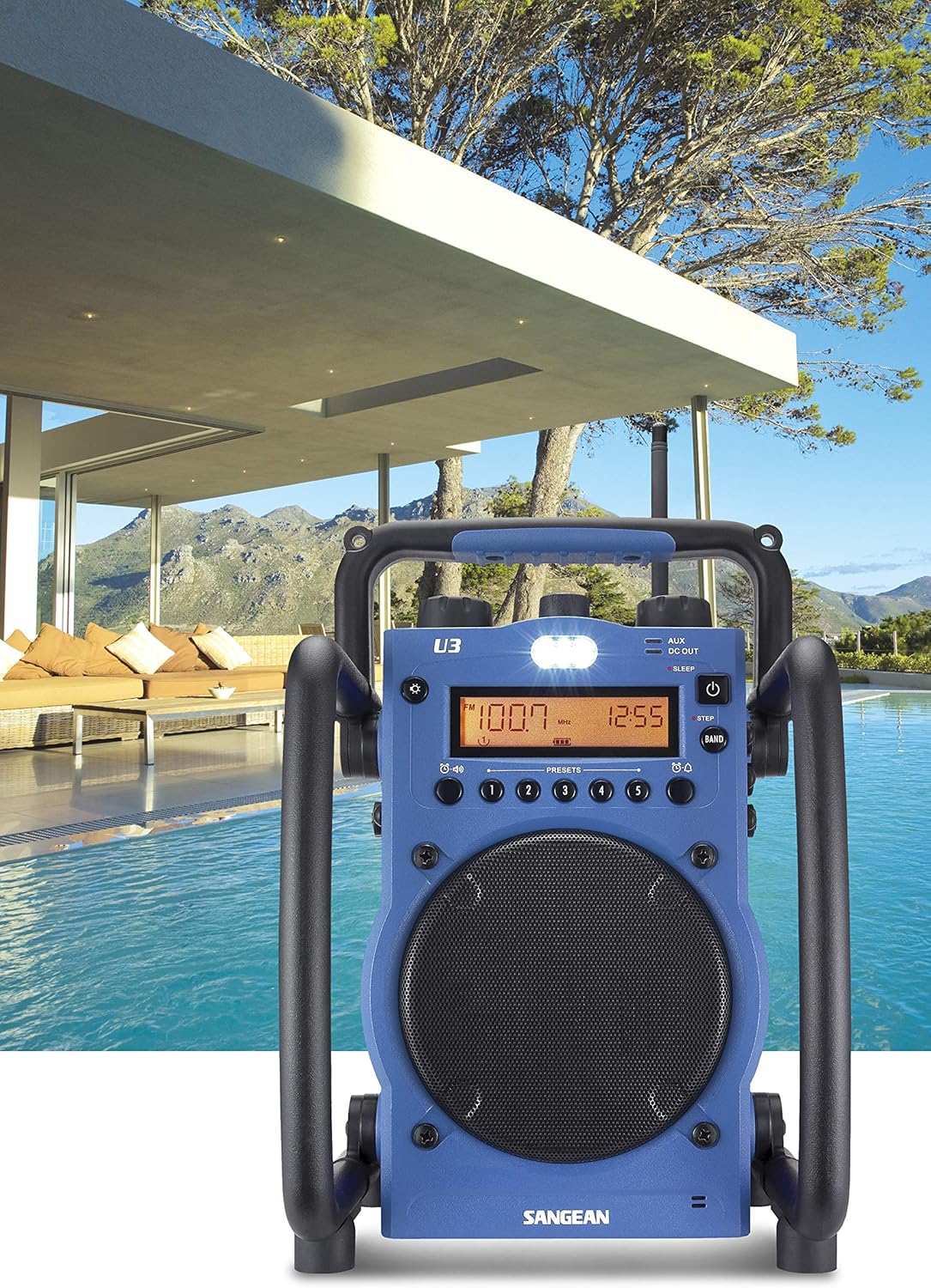 Sangean U3 AM/FM Ultra Rugged and Water Resistant Digital Tuning Radio Blue/black