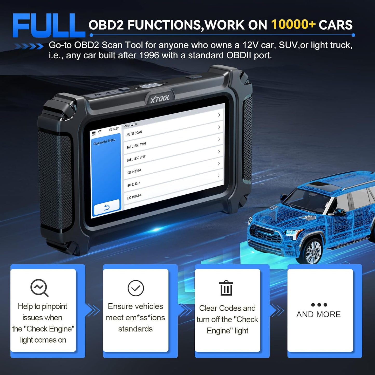 OBD2 Scanner Diagnostic Tool XTOOL D6: All System Scanner for Car with Free Updates, 15 Resets, Throttle Body Relearn, ABS Bleed, FCA AutoAuth & CAN FD, 2026 Upgrade Ver. of XTOOL D5/D5S