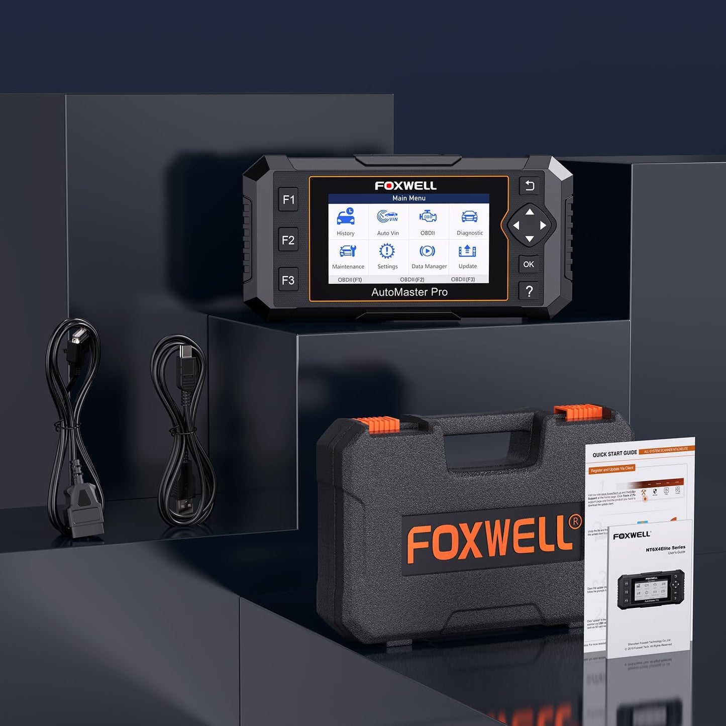 FOXWELL NT614 Elite OBD2 Scanner for DIY Mechanics, Upgrade of NT604, 4 System Diagnostic Tool with 5 Resets (ABS Bleeding, EPB, Oil, SAS, Throttle), Read/Clear Engine/ABS/SRS/Transmission Fault Codes