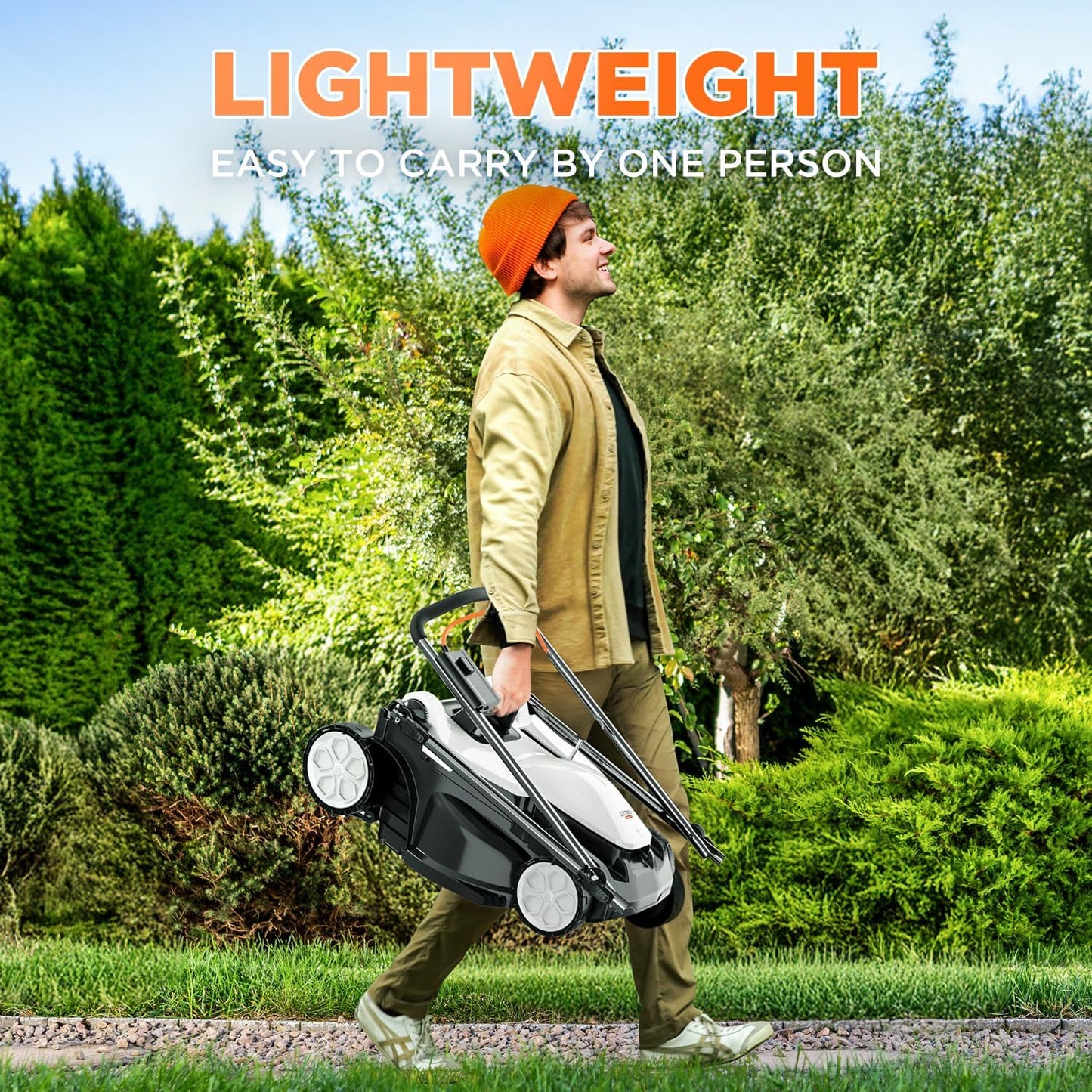 Litheli 16.5" Electric Lawn Mower Cordless, Brushless Lawnmower with 6-Height Adjust and 2 x 4.0Ah Batteries, for Garden and Yards