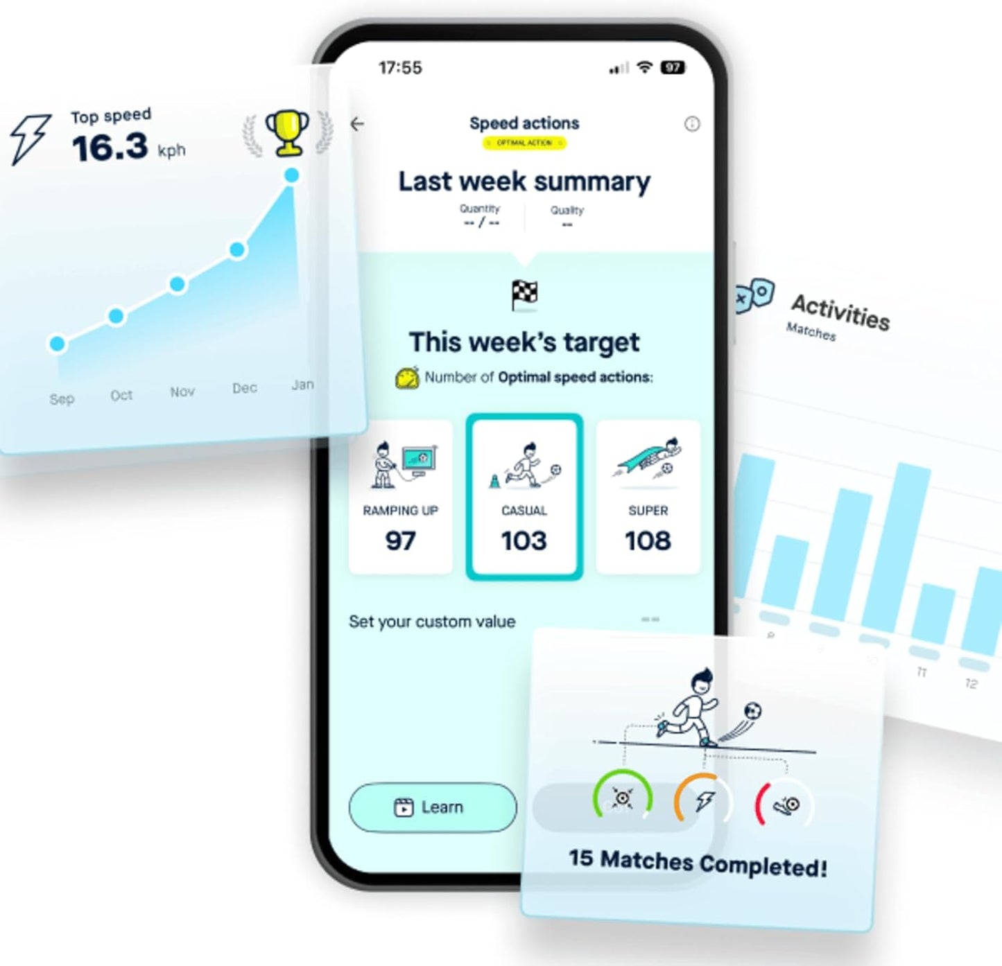 Playermaker 2.0 Smart Soccer Tracker for Cleats, 25+ Technical & Physical Soccer Training Metrics, 12 Month Access to Playermaker Technology App Included, Next-Level Precision Beyond GPS Trackers