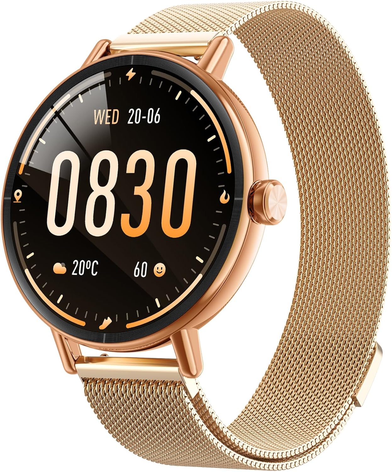 Yoever Smart Watches for Women, 1.57" HD 43mm Fitness Tracker Answer/Make Call, Heart Rate/Sleep/SpO2, Round Smart Watch for iPhone/Samsung/Android, IP68 Waterproof, 110+ Sport Mode - Gold