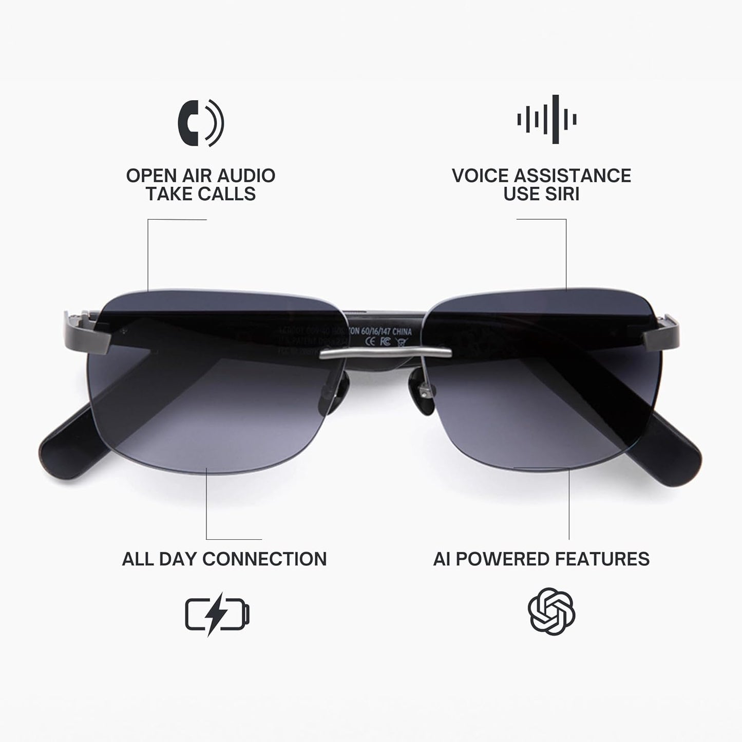 Lucyd Eddie Bauer Smart Glasses for Men Bluetooth Smart Glasses with UV400 Polarized Lenses, Open Ear Speakers & Microphone Horizon (Standard)