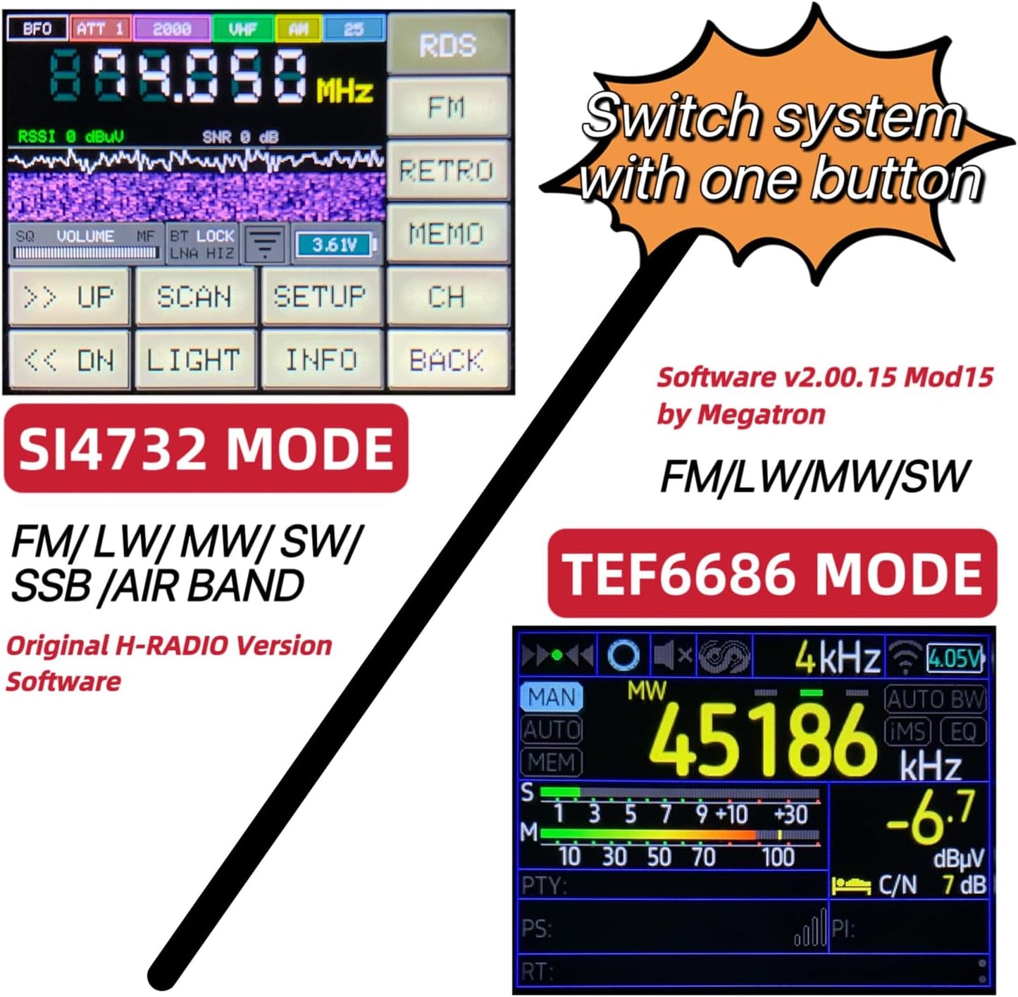 ESP138D Dual Chip Shortwave Radio, TEF6686 SI4732 Full Band Receiver, High Sensitivity FM AM SSB Airband Radio, BT 5.0 2.4in Touchscreen Alloy Shell for DX Aviation Emergency