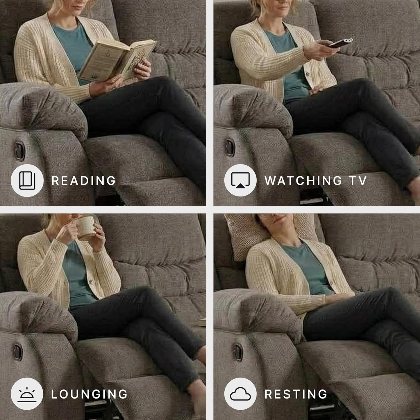 Signature Design by Ashley Tulen Modern Manual Pull Tab Reclining Sofa, Dark Gray