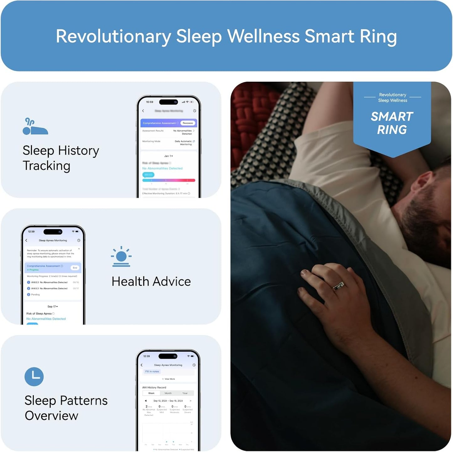 RingConn Gen 2, World's First Smart Ring with Sleep Apnea Monitoring, No APP Subscription, 12-Day Battery Life, Stress/Heart Rate/Women's Health Tracker, Android & iOS Compatible (Silver, Size 9)