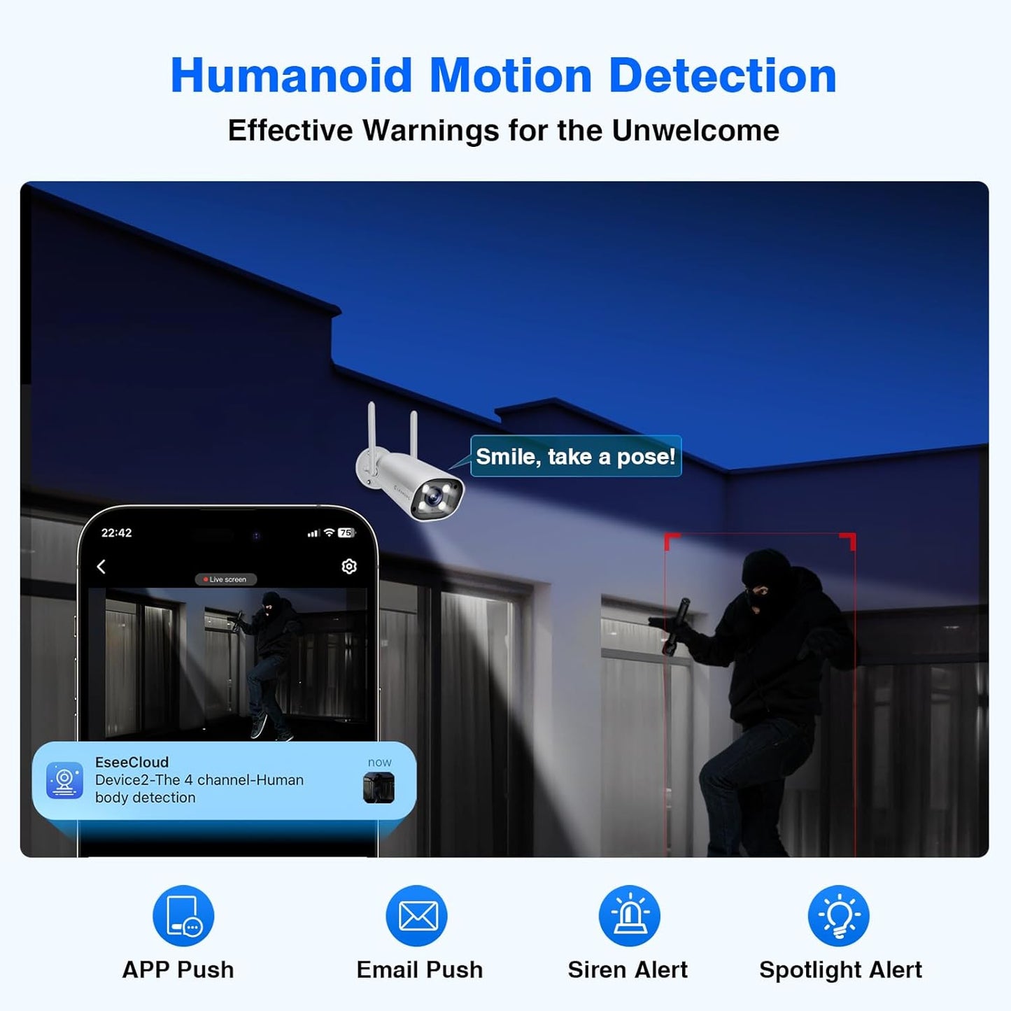 Wireless Security Camera System with 12" Monitor, Human Detection, Floodlight, Siren Alarm, 2-Way Audio, 4PCS 5MP Camera, Expandable 16CH NVR, Home Business Surveillance, 3TB HDD