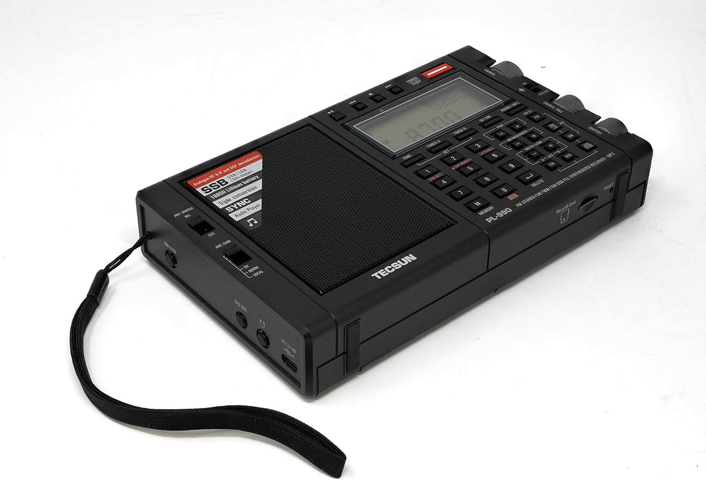 Tecsun PL990 Digital Worldband AM/FM Shortwave Longwave Radio with Single Side Band Reception & MP3 Player, Matte Black