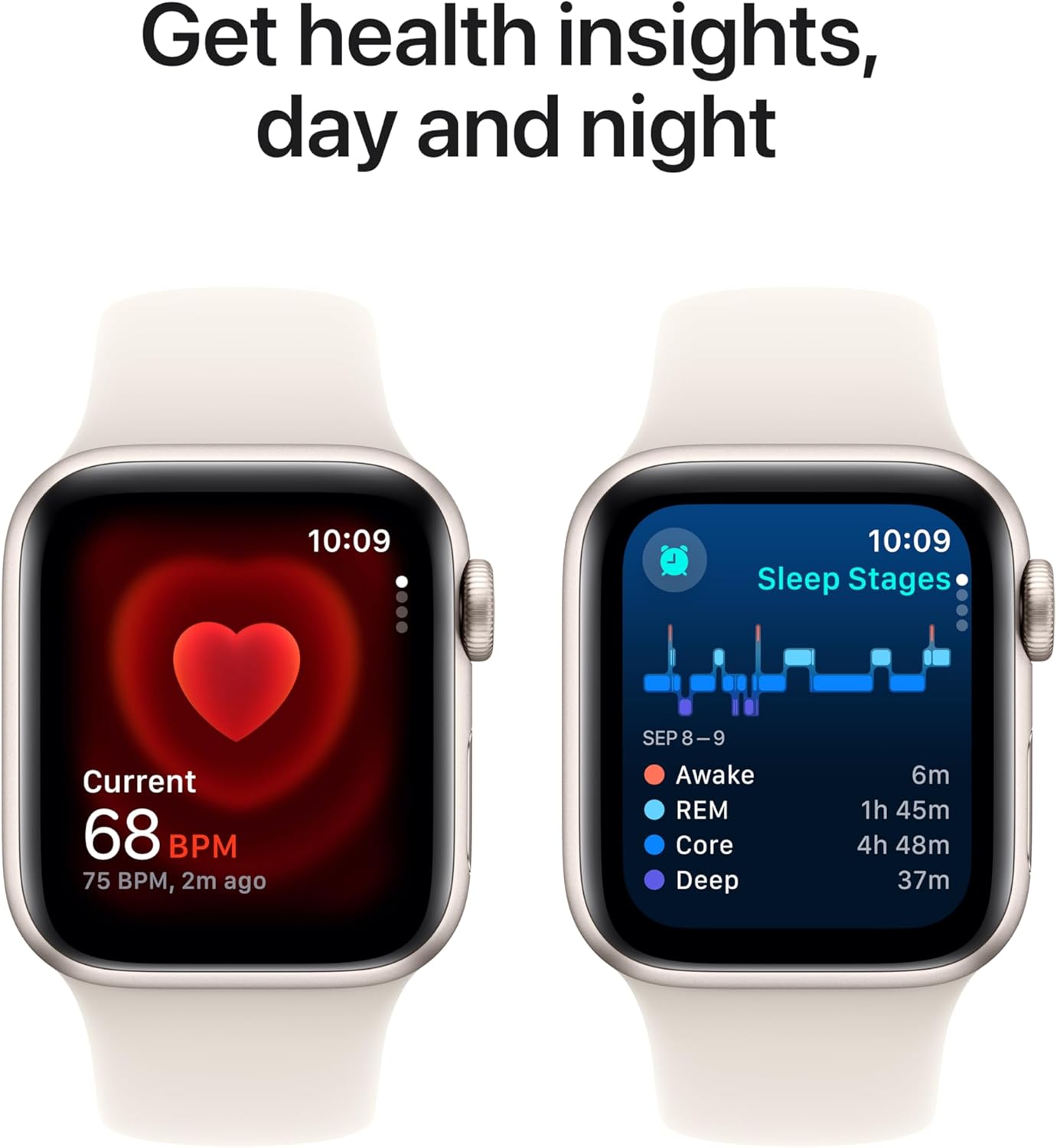 Apple Watch SE (2nd Gen) GPS 40mm Smartwatch with Starlight Aluminum Case with Starlight Sport Band S/M. Fitness and Sleep Trackers, Crash Detection, Heart Rate Monitor, Retina Display