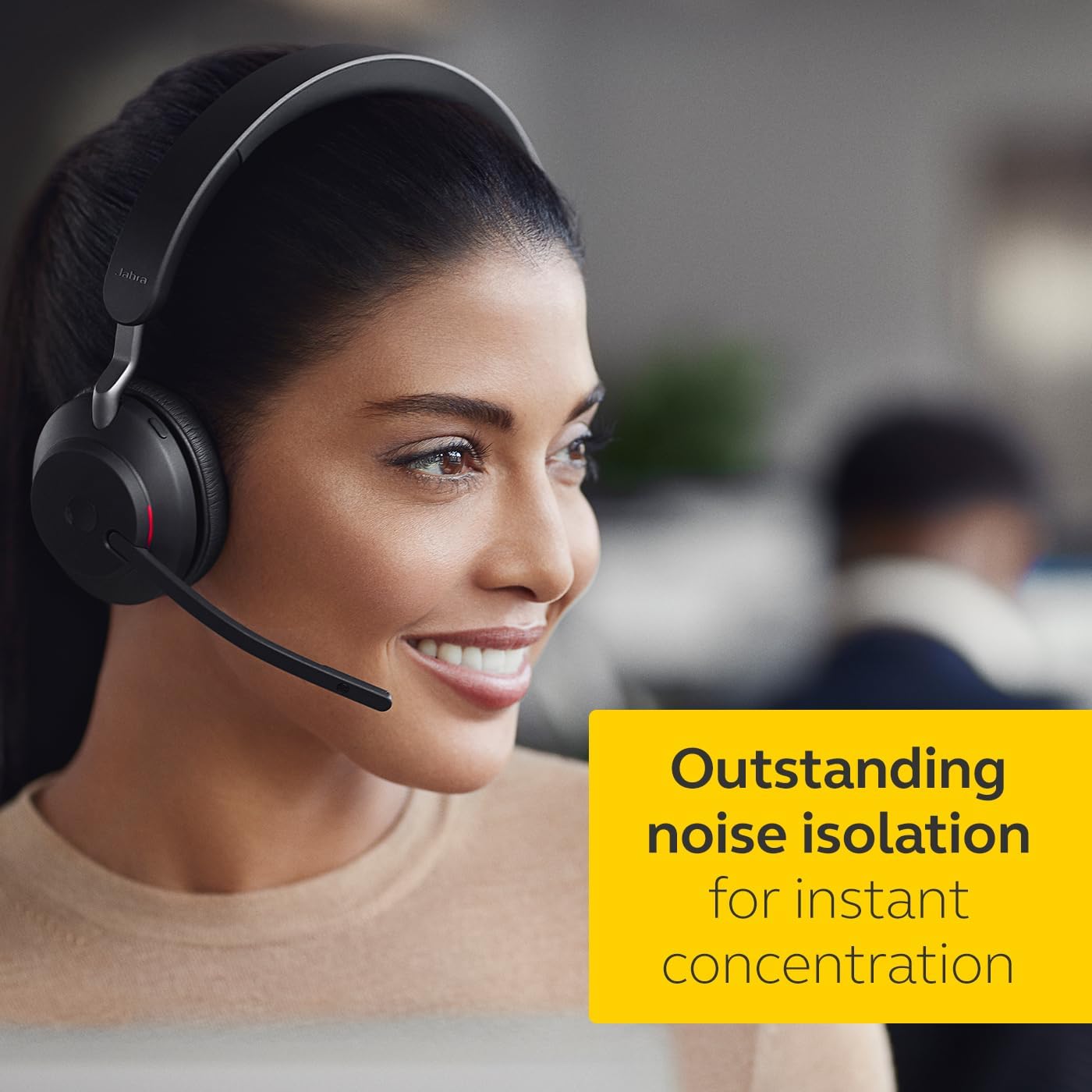 Jabra Evolve2 65 Bluetooth Wireless Headset with Mic for Calls and Music, Single-Ear Headphones with USB-C Adapter, Up to 37 Hours Battery, Works with Microsoft Teams, Black