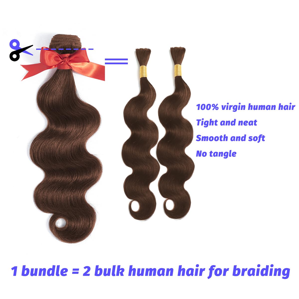 Body Wave Bundles Human Hair 20 22 24 24 Inch Brown Human Hair Bundles 12A 100% Unprocessed Indian Virgin Hair 4 Bundles Deal Dark Brown Chocolate Color Extension Color 4#