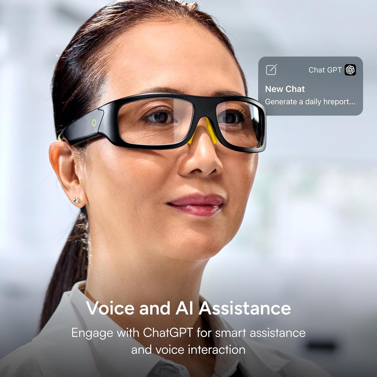 Lucyd Armor Smart Safety Glasses, TR90 Frame, Light Adaptive Lenses, Open Ear Speakers & Microphone - ANSI Z87.1