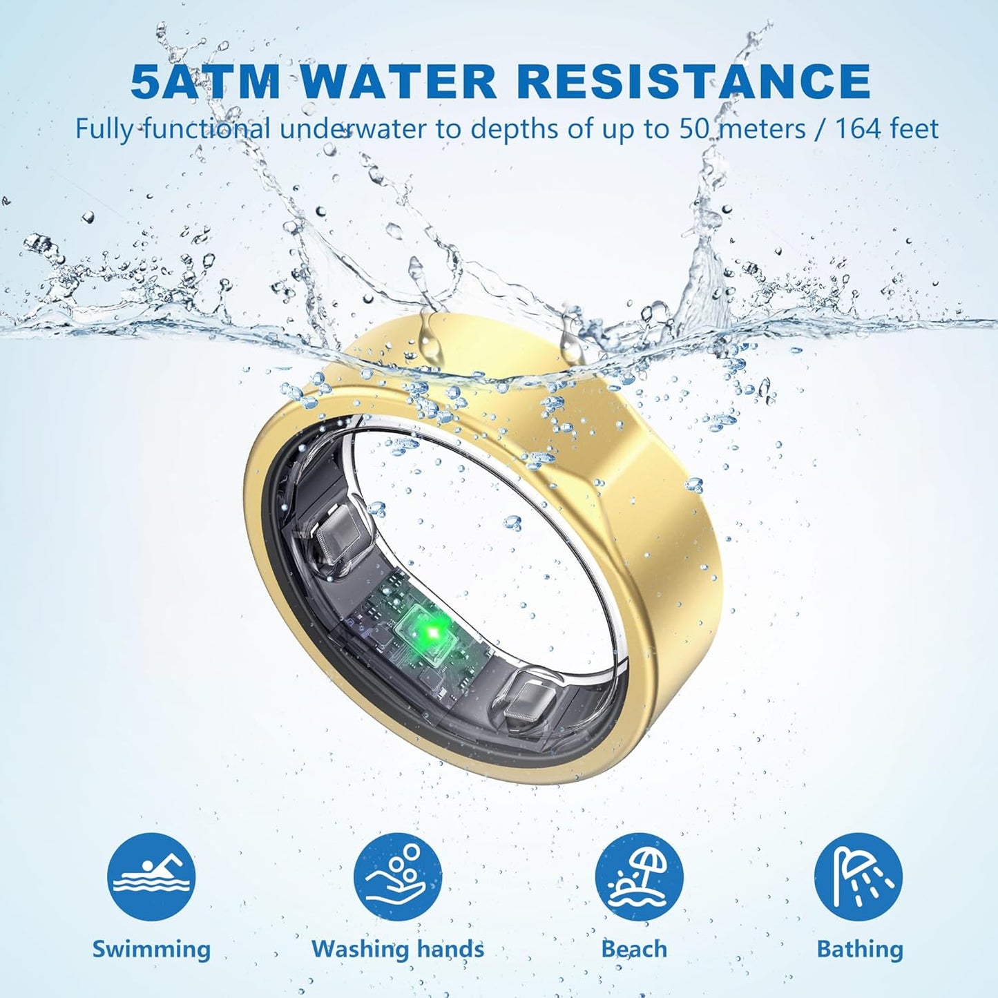 Smart Ring for Women Men, Titanium Fitness Ring with Heart Rate, Stress & Sleep Monitoring,Step & Calorie Counter, 5ATM Waterproof for iPhone and Android,No Subscription Fee (Rose Gold, 10)