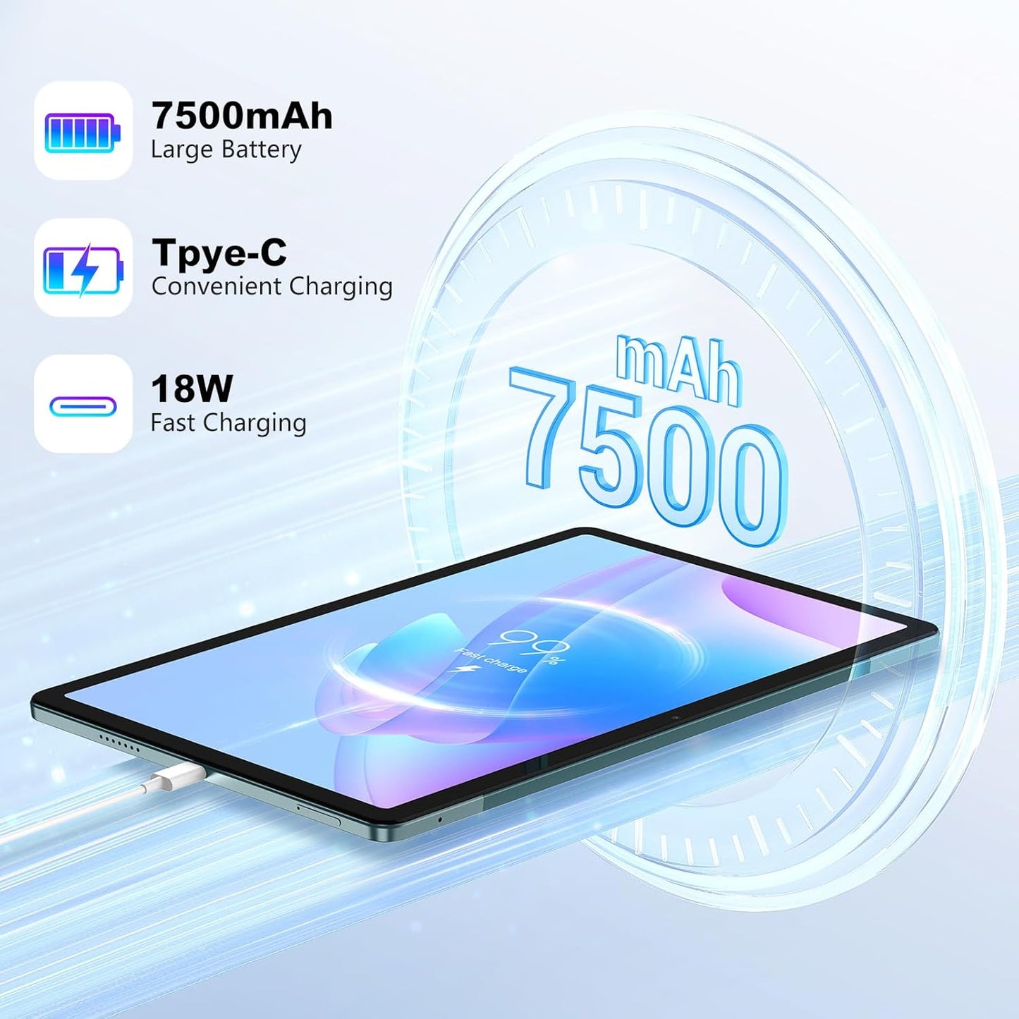 Android 13 Tablet, 11 inch Android Tablet Computer, 14(6+8GB) RAM+256GB ROM+512GB Expand, 7500mAh Battery, 2000 * 1200 IPS, WiFi, Bluetooth 5.0, GPS, Dual Camera, Widevine L1