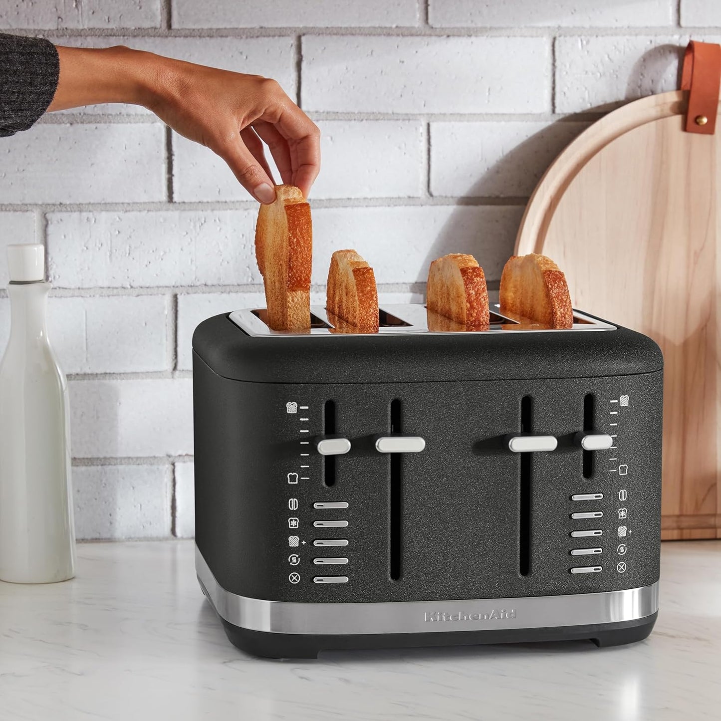 KitchenAid 4 Slice Automatic Toaster with Extra Wide Slots, KMT4109BK, Cast Iron Black