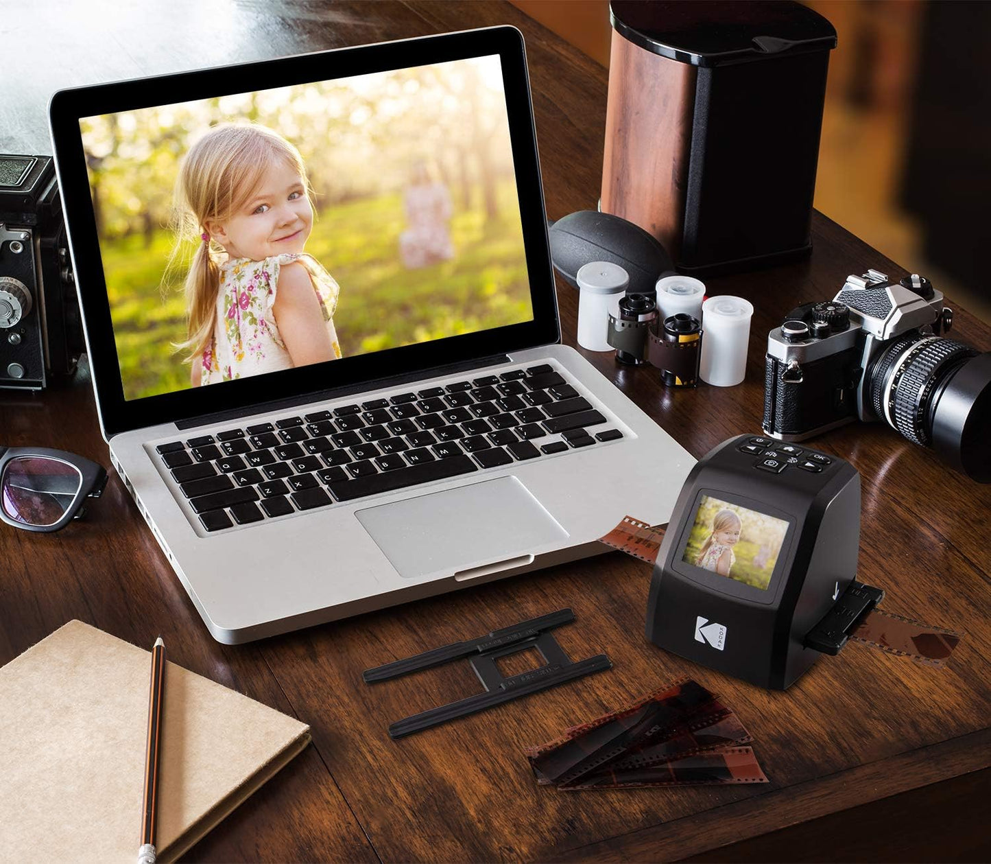 KODAK Mini Digital Film & Slide Scanner – Converts 35mm, 126, 110, Super 8 & 8mm Film to 22MP JPEG Images – Includes 2.4" LCD Screen & Easy-Load Adapters