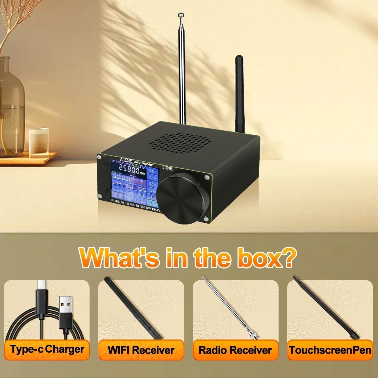 ATS-25MAX Decoder Si4732 SDR Radio Receiver,Portable 4.17 Version All Band Shortwave Radio,Adds CW RTty Decoding Function,WiFi Function,4000mAh Battery Bandpass Filter,FM LW (MW SW) and SSB