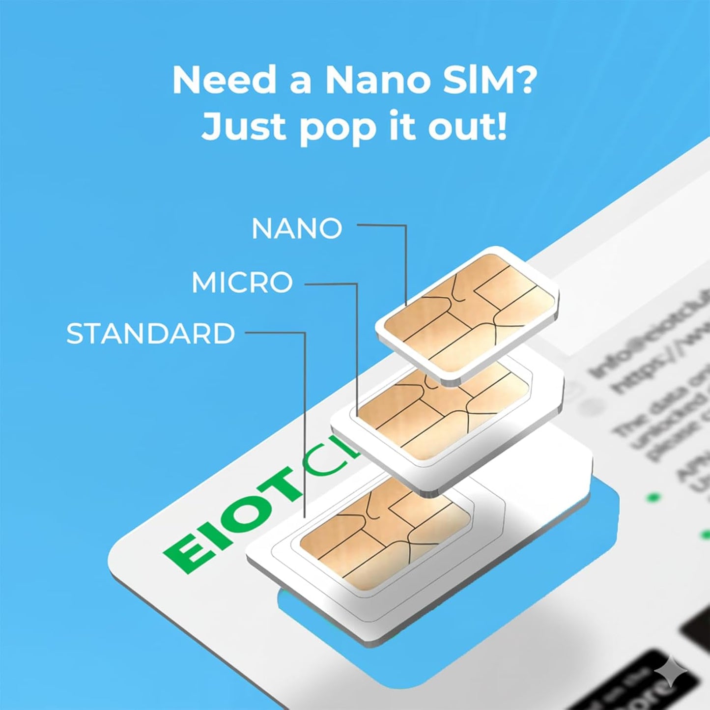 EIOTCLUB Data SIM Card for 360 Days - Compatible with USA Nationwide Networks for Unlocked Security Solar and Hunting Trail Game Cameras IoT Device(USA Coverage, Triple Cut 3-in-1)