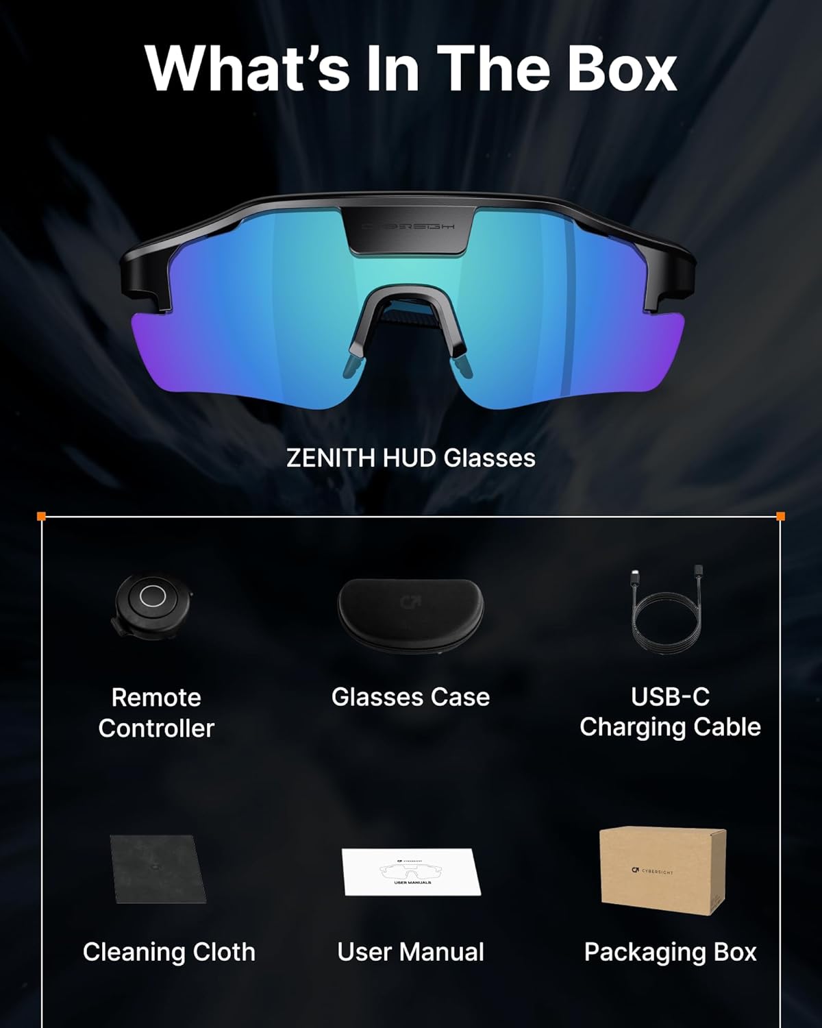 HUD Display Sports Glasses, for Cycling and Hiking, Real-Time Display, Smart Navigation, Proactive AI Alerts