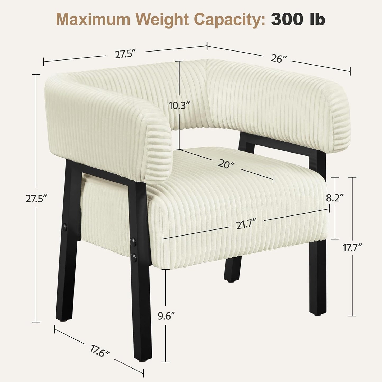 Yaheetech Accent Chair Set of 2 with Pocket Coiled Seat, Corduroy Living Room Barrel Chair Comfy Modern Sofa Armchair for Small Space Bedroom Reading, Beige