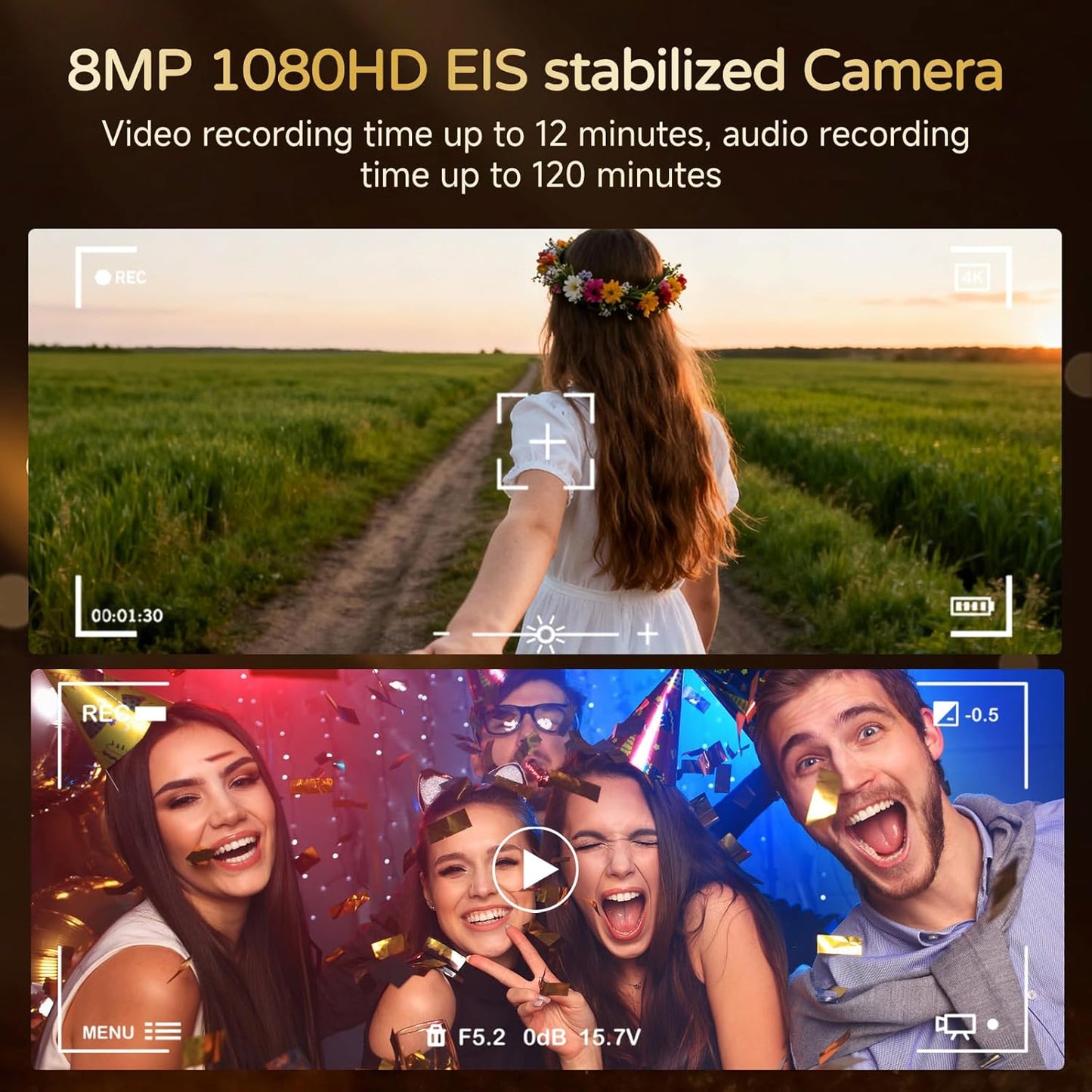 AI Smart Glasses with Camera, 8MP 4K HD Video & Photo Capture, Real-Time Translation, Recording Glasses with AI Assistant, Open-Ear Audio, Object Recognition, for Vlog, Outdoor & Hiking,Black-Business
