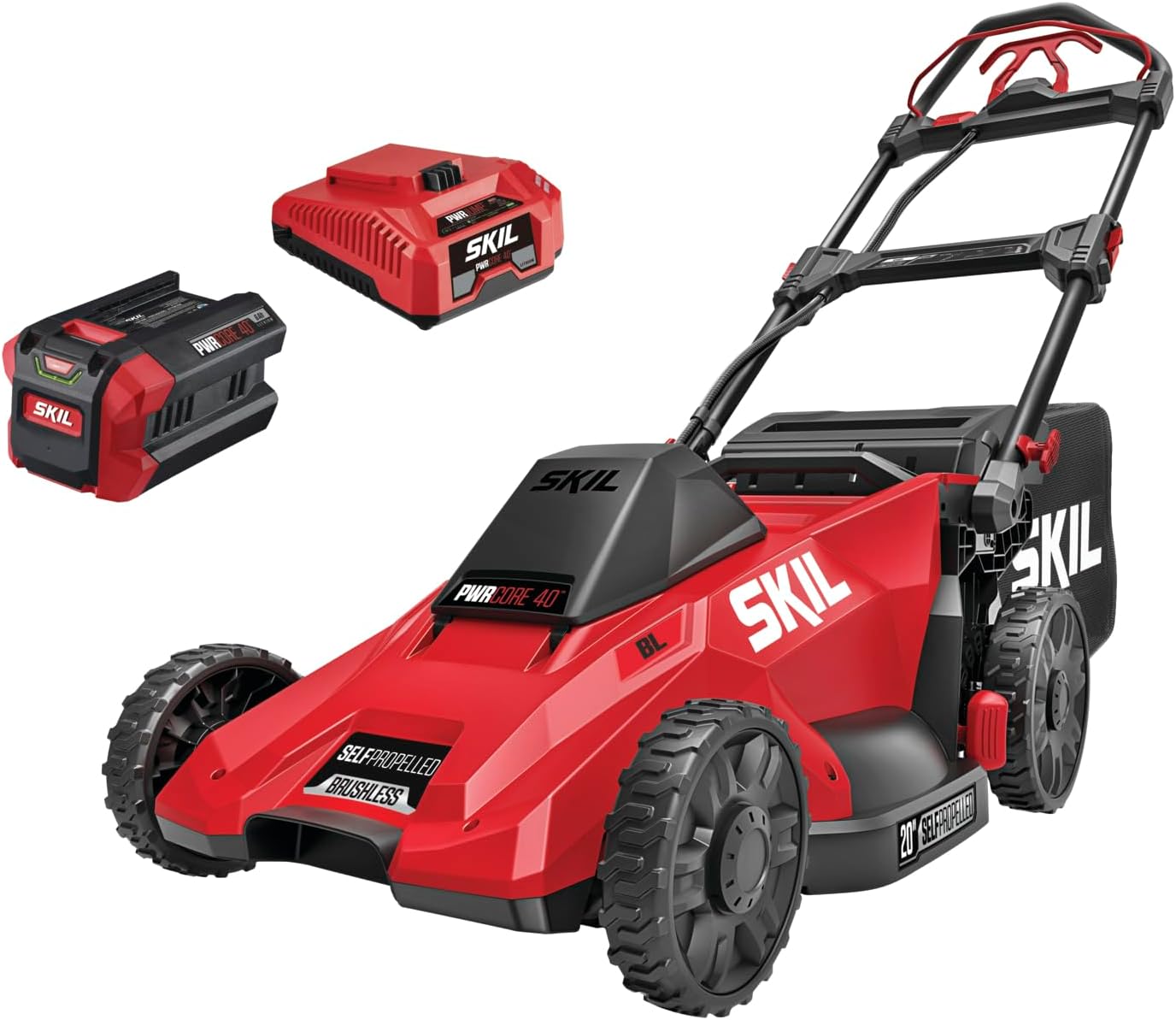 SKIL PWR CORE 40 Brushless 40V 20-Inch Self-Propelled Mower Kit, Includes 6.0Ah Battery and Auto PWR JUMP Charger - SM4910C-11