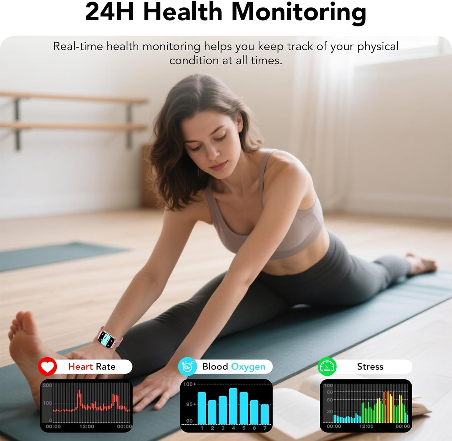 CASCHO Smart Watch for Women (2 Bands), Bluetooth Call Smartwatch with AI Voice,1.85" HD Fitness Watch,Heart Rate/SpO2/Steps/Sleep Monitor,120+ Sports Modes,IP68 Waterproof Watch for Android iOS-Rose