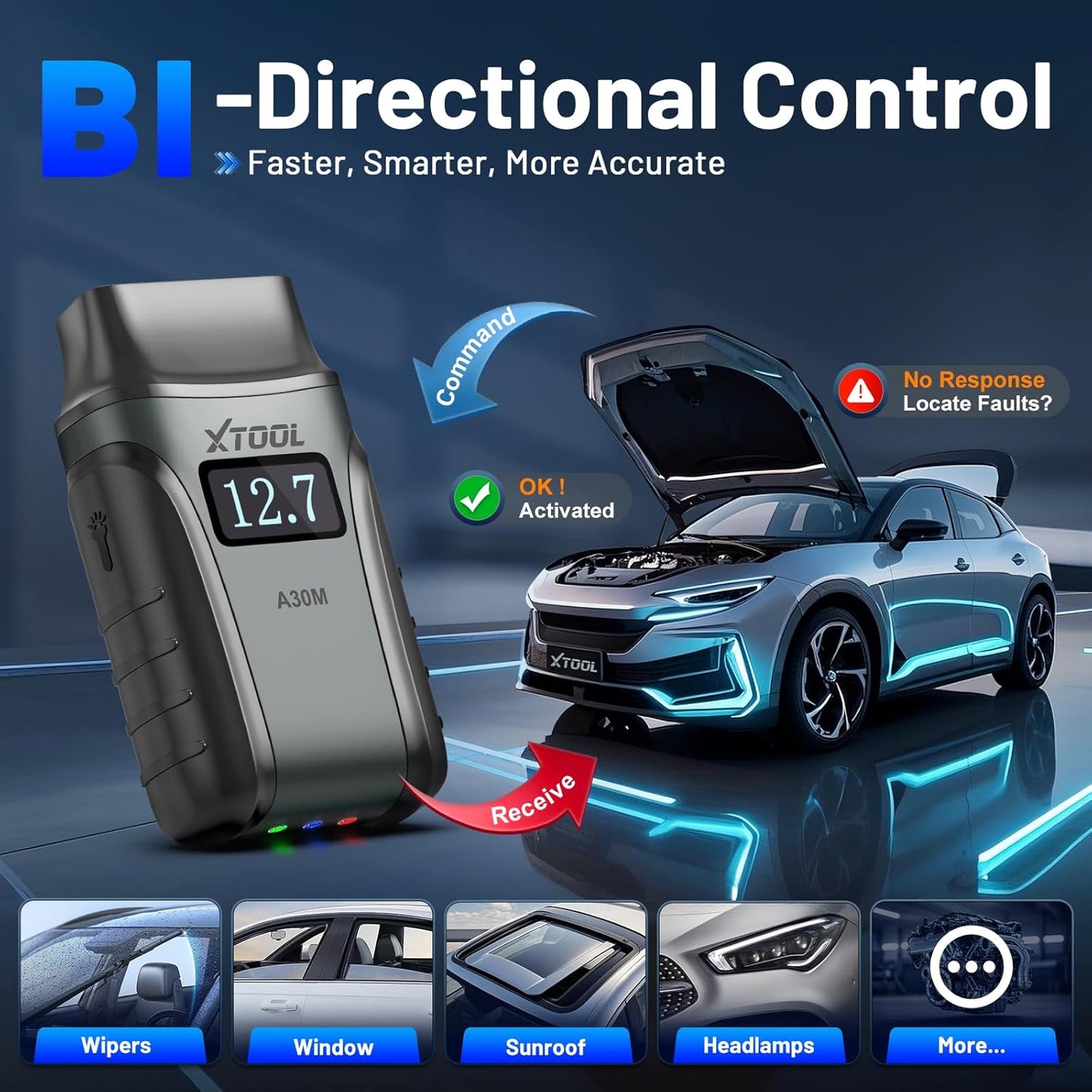 OBD2 Scanner Diagnostic Tool XTOOL A30M V2.0, 2026 Wireless Bidirectional Code Reader, 26 Reset, All System, Crank Sensor Relearn, EPB, Throttle Relearn, Lifetime Free Updates, Android & iOS