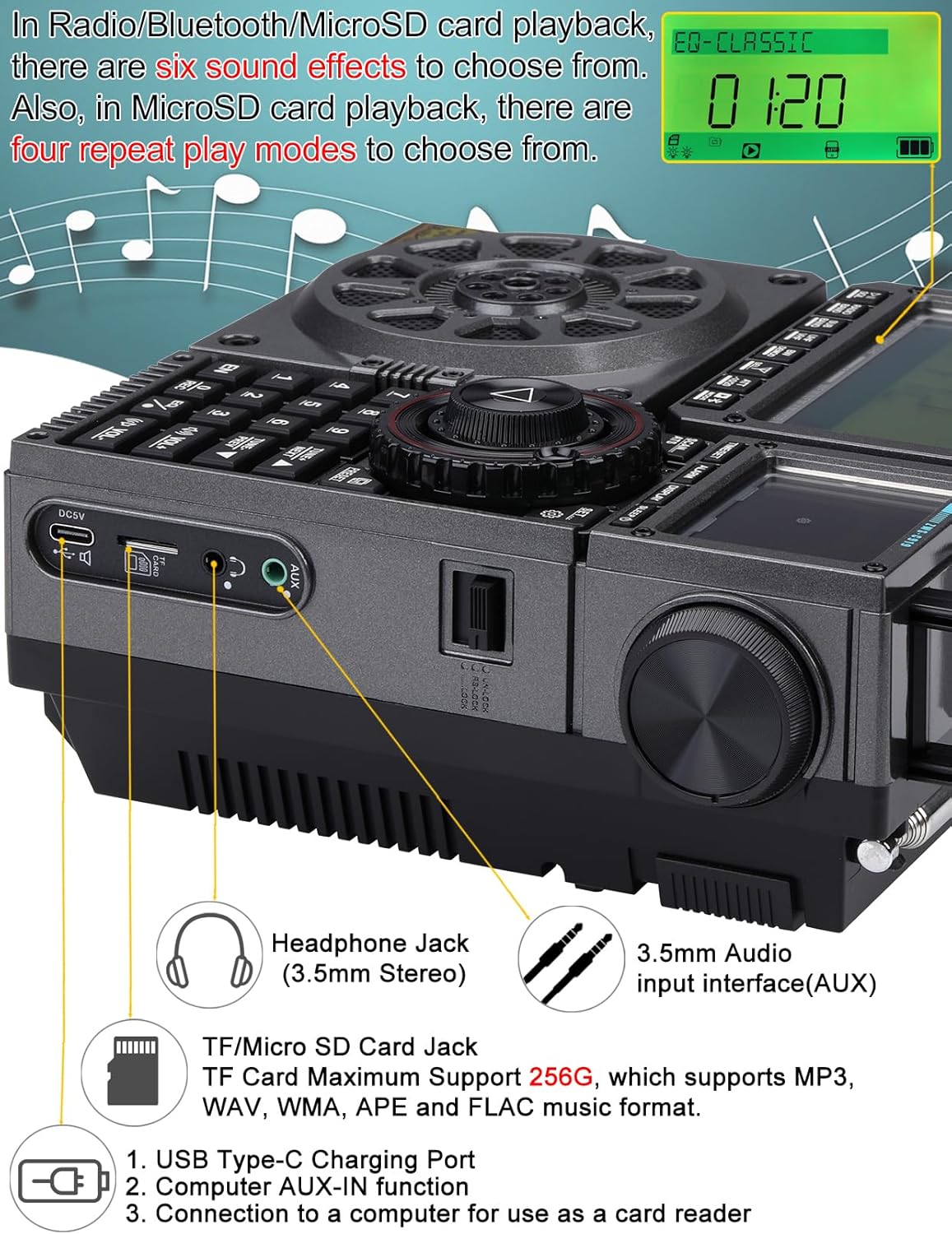 ZHIWHIS Shortwave Radio with SSB and Extra Antenna, AM FM CB LW AIR VHF UHF SW WB SSB Receiver, NOAA Weather/Antenna Tuner/APP Control/Bluetooth/20W Speaker/1600 Presets/Rechargeable Radios ZWS-C919