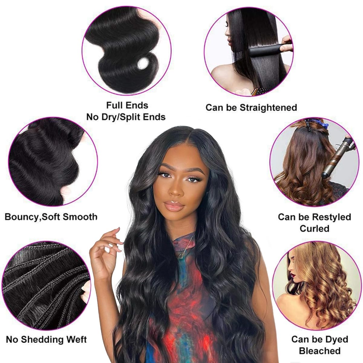 15A Raw Human Hair Bundles 18 20 22 24 Inche Body Wave Human Hair,Triple Lifespan Indian Virgin Hair,No Tangle Shedding,Multiple Washes Keep Texture Silky Soft