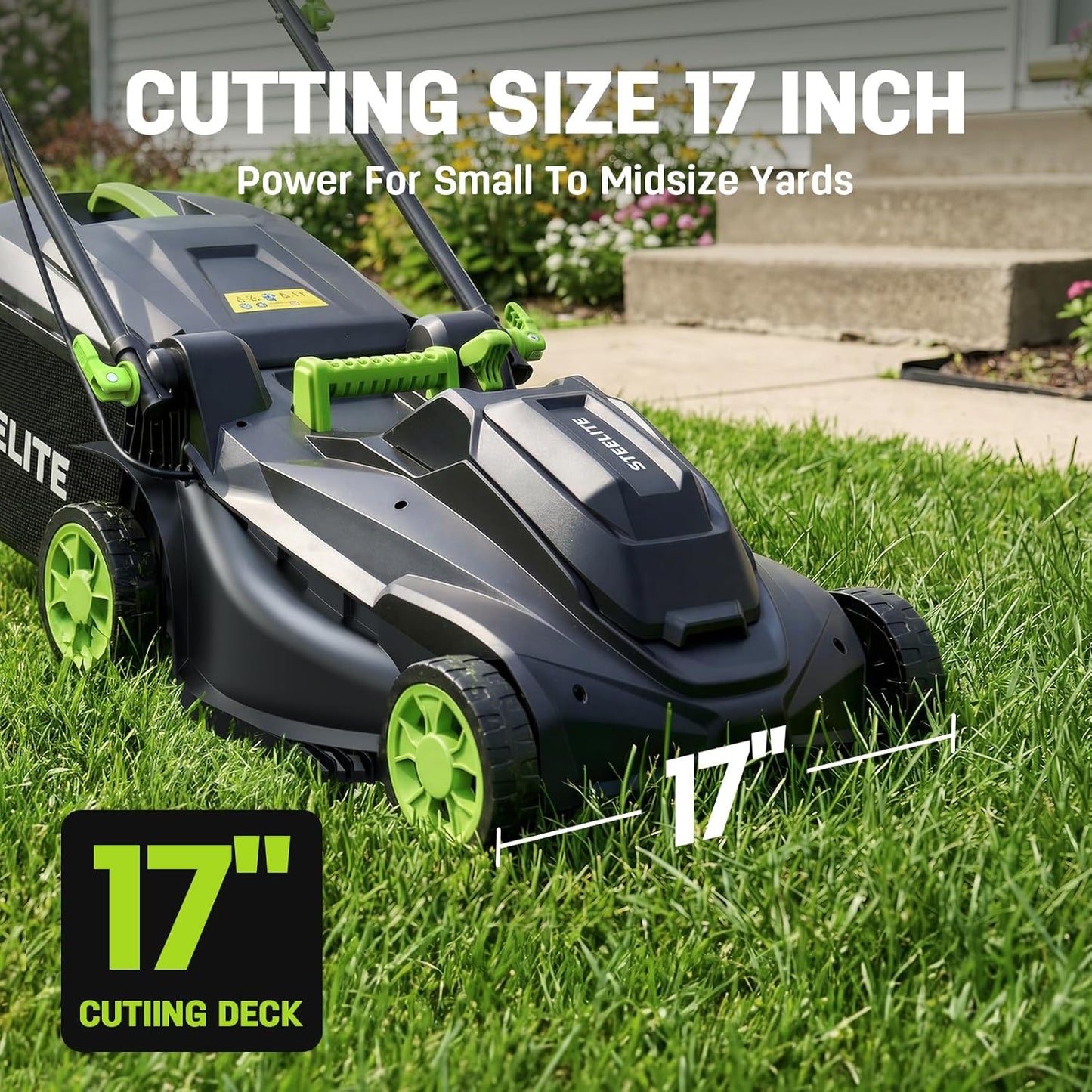 STEELITE 40V(2×20V) 17-Inch Cordless Lawn Mower Combo, Brushless Electric Mower, 12-Inch Weed Wacker & 500CFM Leaf Blower, with 4 Batteries and 3 Chargers - Shipped in 2 packages, delivery separately.