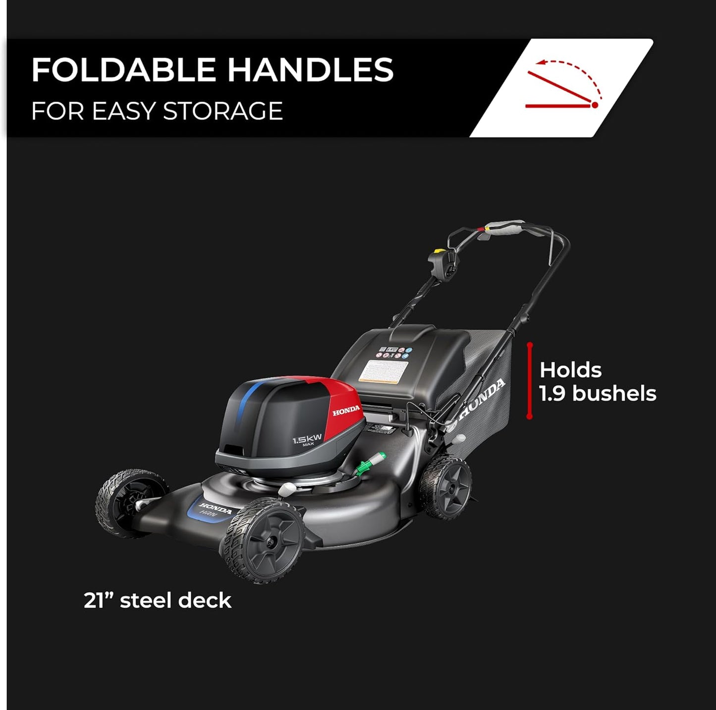 Honda HRN-BV 21-Inch Walk Behind Battery Powered Lawn Mower, Variable Speed Self Propelled Lawn Mower with 1.9 Bushel Capacity, Easy-Off Grass Bag, Clean Cuts in Thick and Tall Grass (HRN216YXBVKA4)