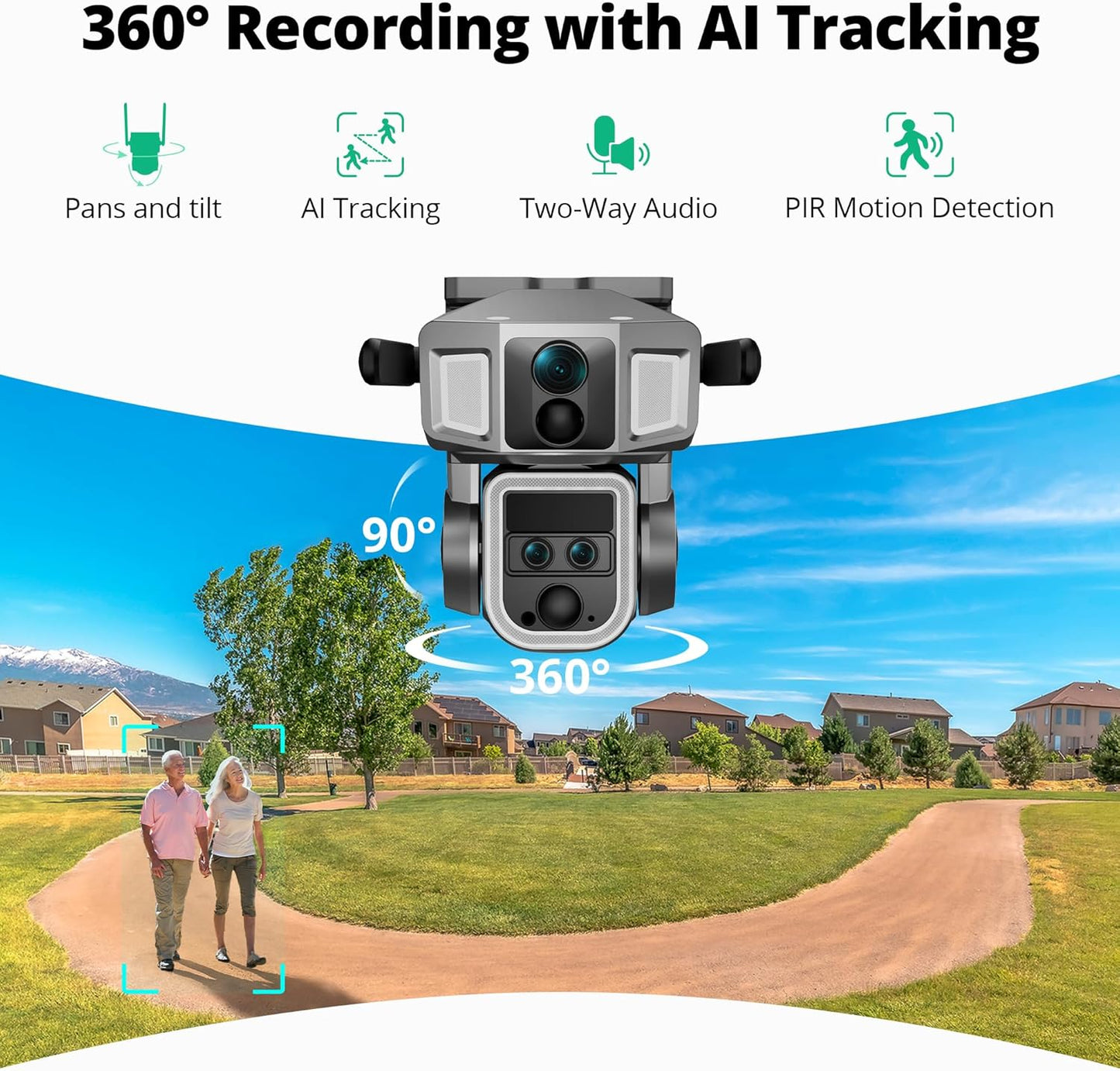 Dragon Touch 4G LTE Cellular Security Camera Outdoor, 4K Wireless Solar Bullet-PTZ Cam, 3 Lens, 10x Optical Zoom, 4G or WiFi 2 Mode, 360° PTZ AI Tracking, SIM Card and 64GB SD Card Included