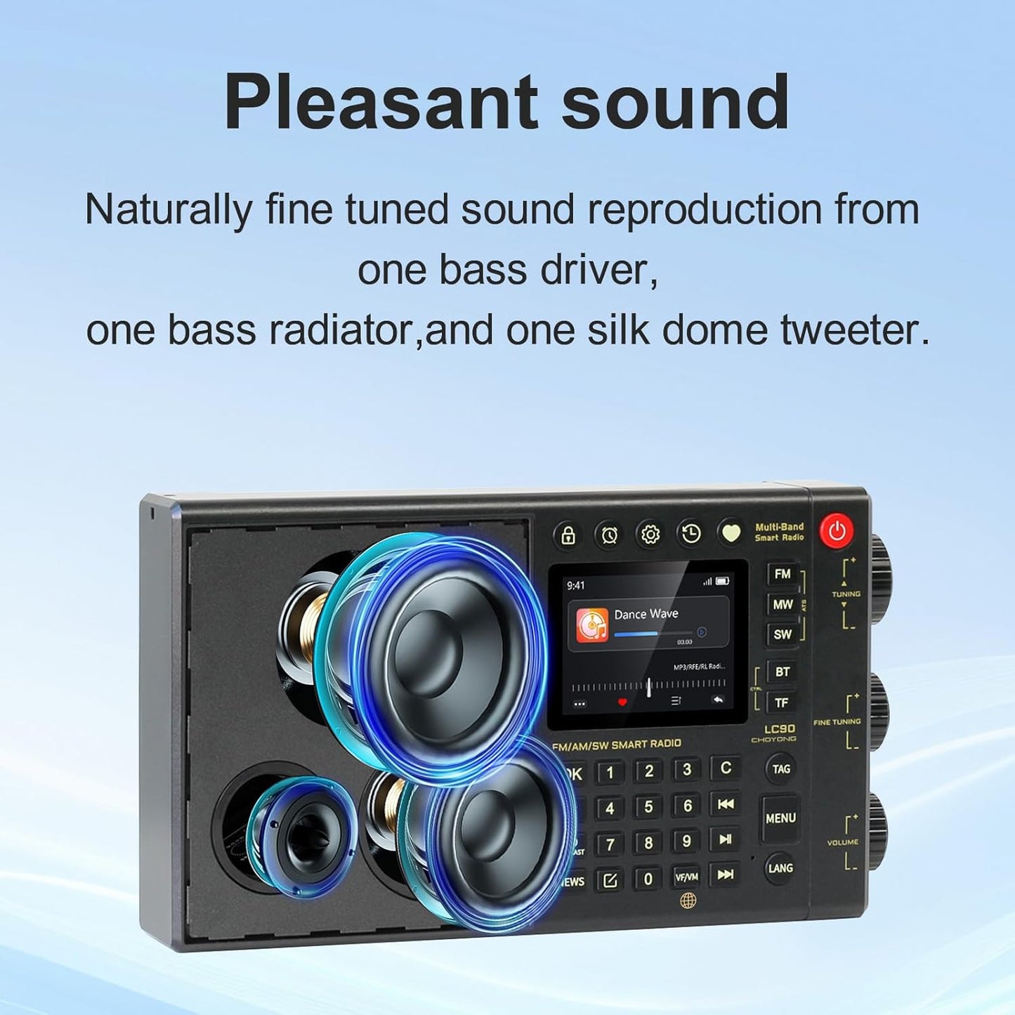 CHOYONG LC90 Multi-Band Smart Internet Radio Portable AM/FM, Longwave and Shortwave Radio with WiFi/4G, Bluetooth, TF Card .Portable Shortwave Receiver with SSB,choyoung Radio
