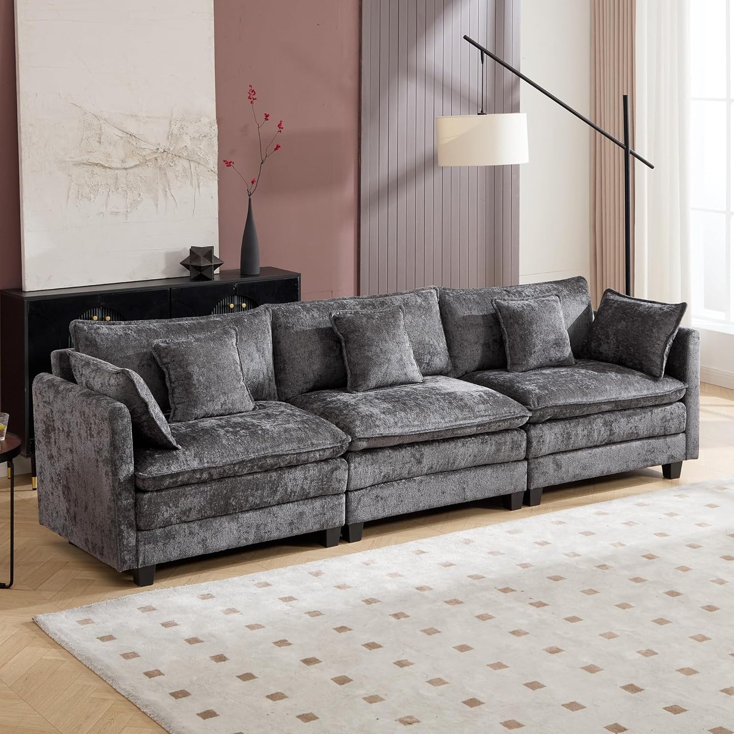 Cloud Modular Sectional Sofa, U-Shaped Deep Seat Oversized Couch for Large Living Room, Pet-Friendly Chenille Fabric Sofa Setfor Family Movie Nights