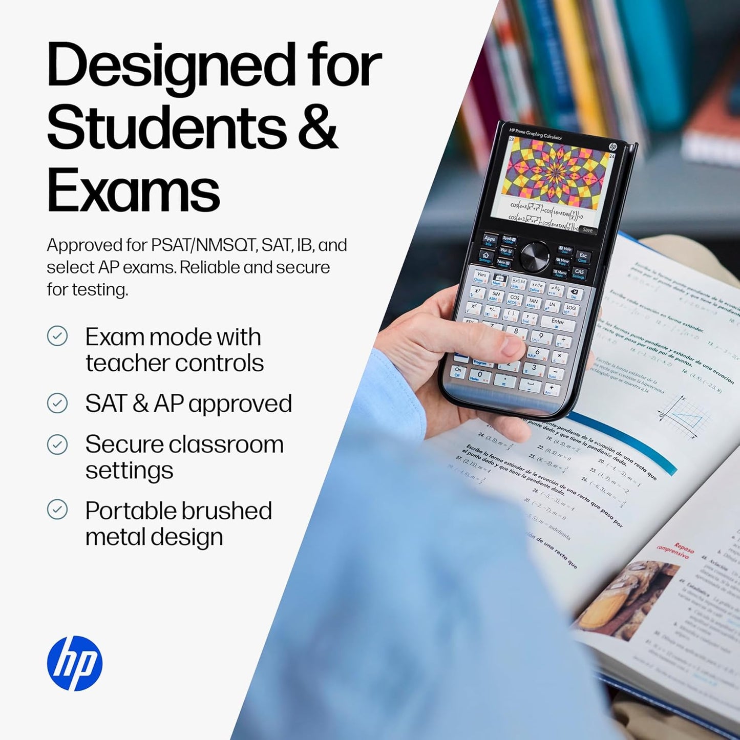 HP Prime G2 Graphing Calculator – Multi-Touch 3.5" Color Display CAS Exam Approved SAT/AP/IB Scientific Calculator for School, Highschool, College Students – Programmable, 256MB, Includes Case + Cloth