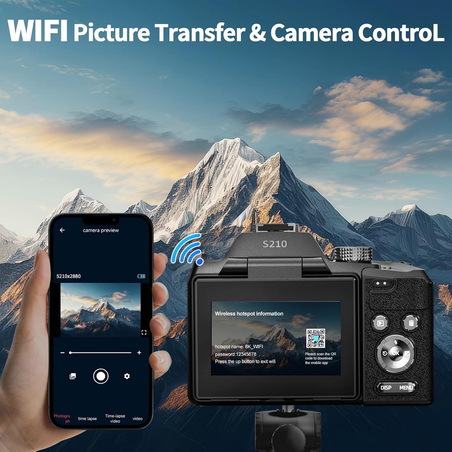 NBD 64MP Digital Cameras for Photography,8K Vlogging Cameras for YouTube,16X Optical Zoom Travel Point and Shoot Digital Cameras Fotograficas with 180°Flip Screen,58mm UV Lens,2 Batteries(Black)