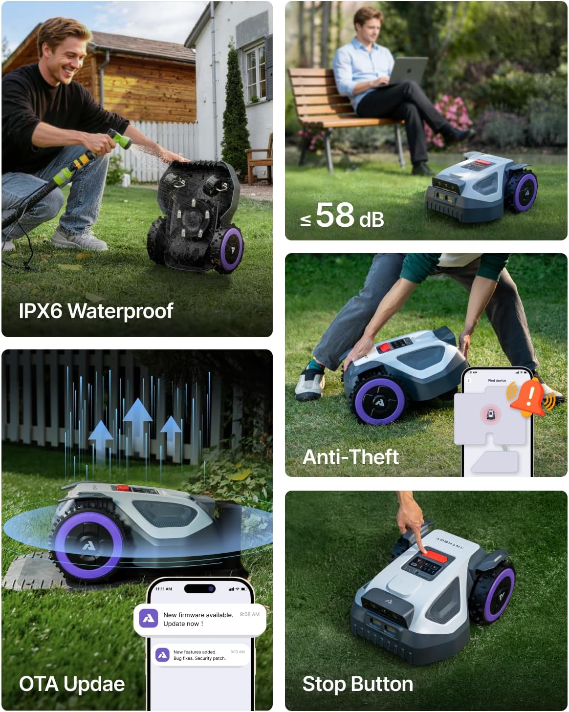 ANTHBOT M9 Robot Lawn Mower 1/4 Acre, Dual Vision+Full-Band RTK Robotic Lawnmower, No Perimeter Wire, App Control Obstacle Avoidance, 45% Slope, Cutting Height, Multi-Zone Mapping