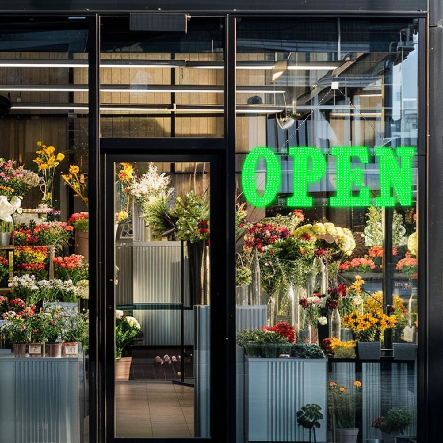 40"x14" Large LED Open Signs for Business Super Bright Unique Design Open Sign with Hanging Installation for Window Stores Bar Hotel Retail Shops Salon Restaurant Office Green