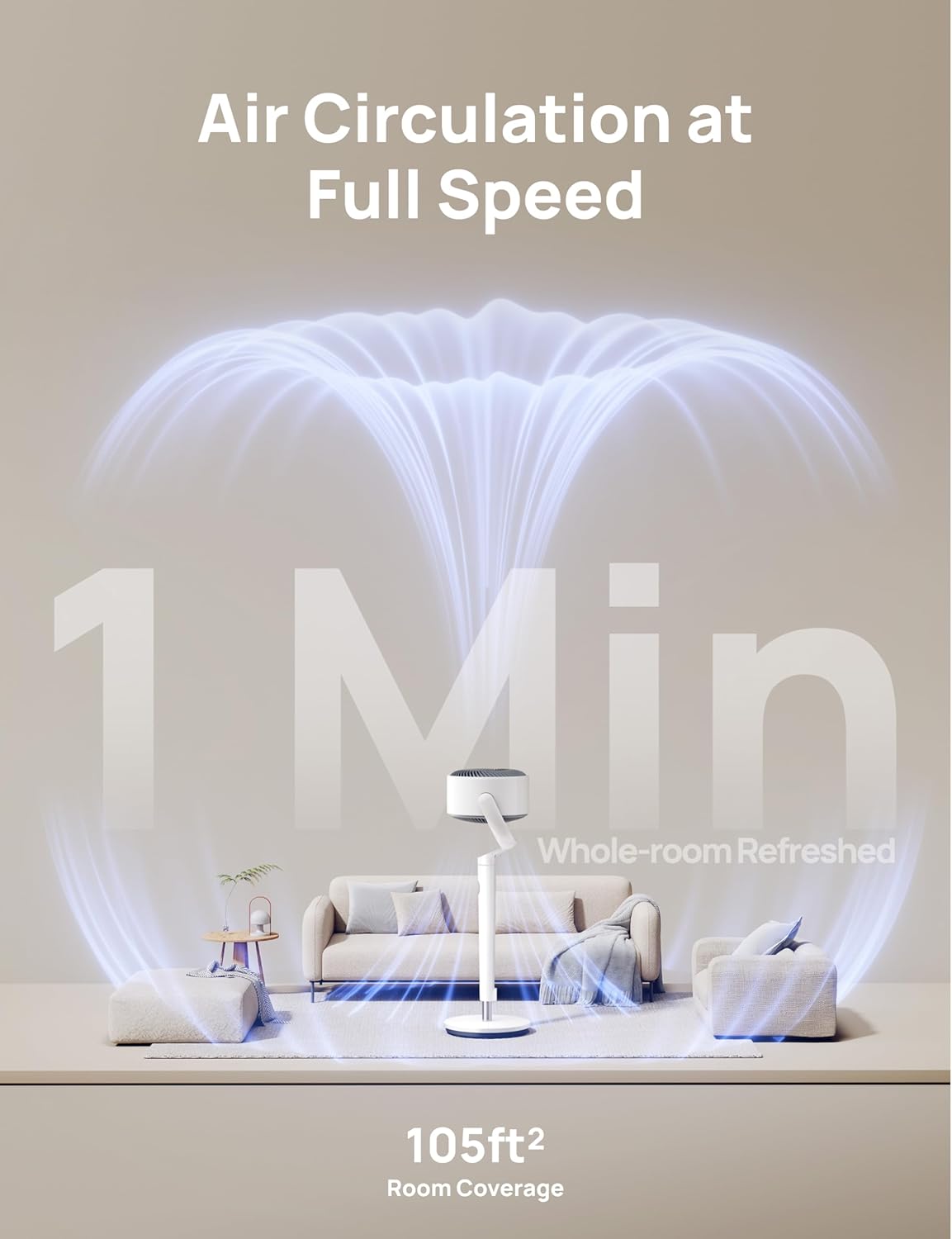 DREO Smart Fan for Bedroom, 120° +120° Omni-Directional Oscillating Fans, 100ft Quiet Pedestal Fan with RGB Light, 9 Speeds, 6 Modes, 20dB, 8H Timer, Wi-Fi/Voice/Alexa, 35-40" Floor Fans with Remote