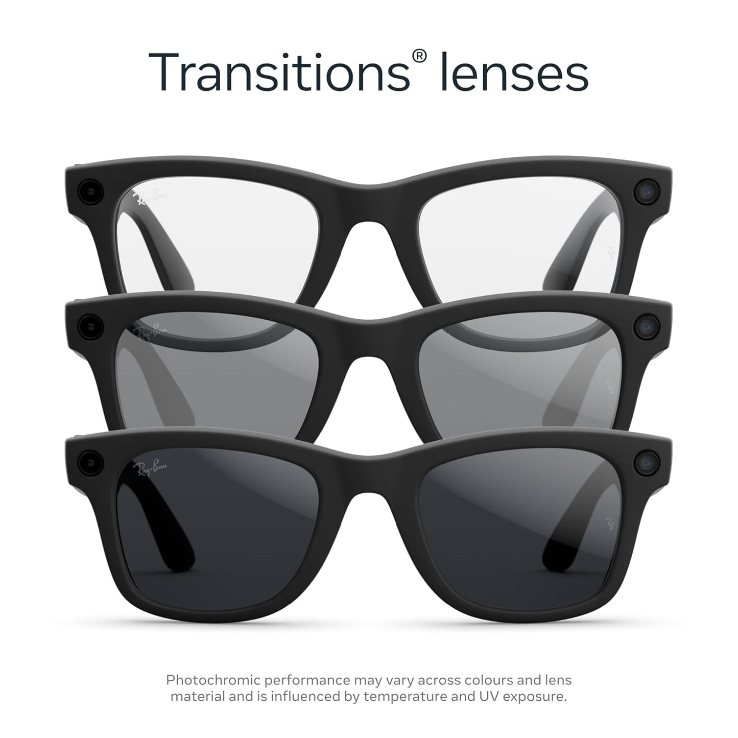 Ray-Ban Meta (Gen 2), Wayfarer Large, Matte Black | Smart AI Glasses for Men, Women — 2x Battery Life — 3K HD Resolution — 12 MP Ultra-Wide Camera, Audio, Video — Transitions® Grey Lenses