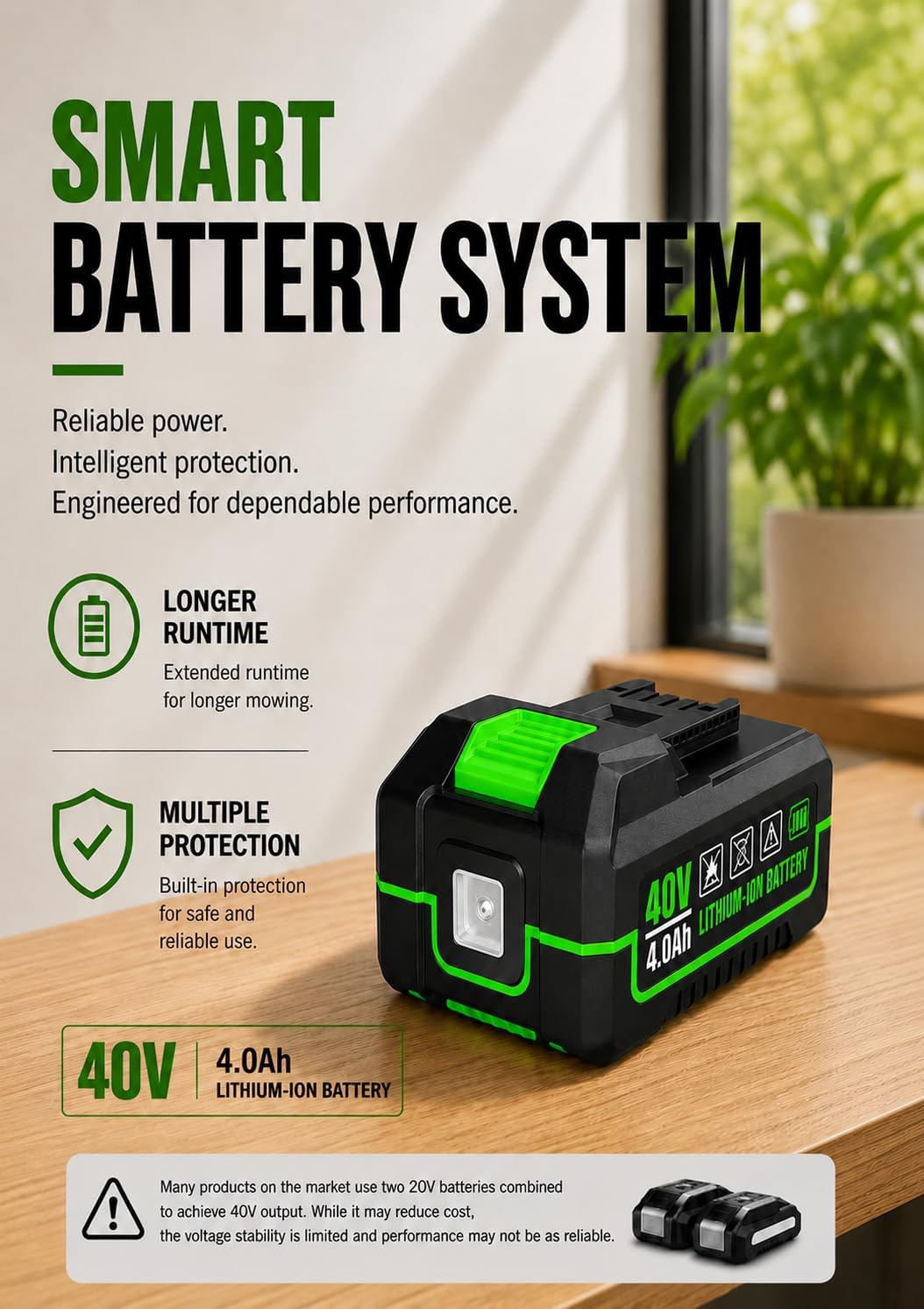 40V Cordless Lawn Mower, 16-Inch Brushless Electric Push Mower with 4.0Ah Battery & Charger, 2-in-1 Mulching and Bagging, 5-Position Height Adjustment, Lightweight Foldable Design, Green