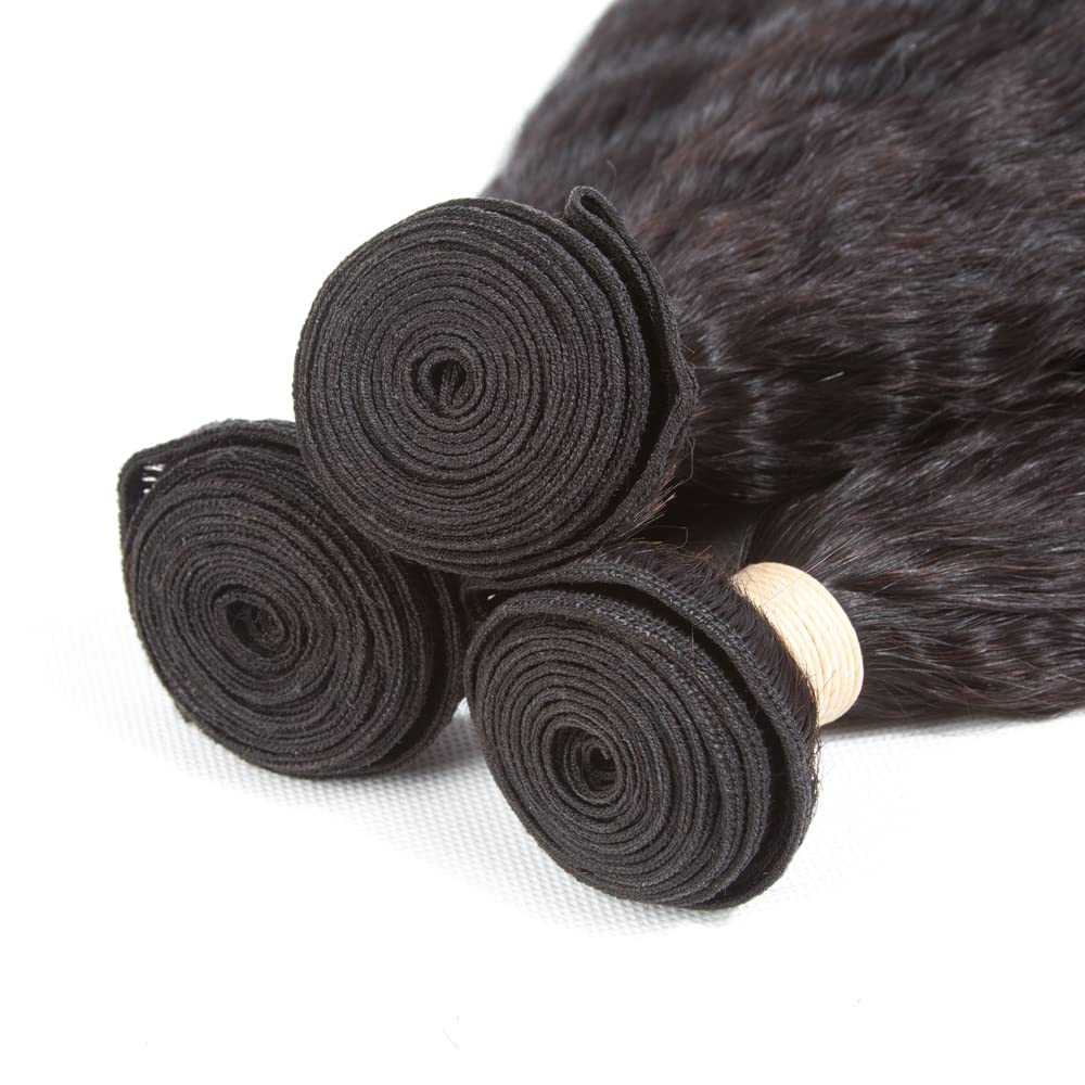 Kerriana Kinky Straight Hair Bundles, 18 20 22 Inch Black Bundles Human Hair 100% Unprocessed Human Hair Bundles Yaki For Black Women